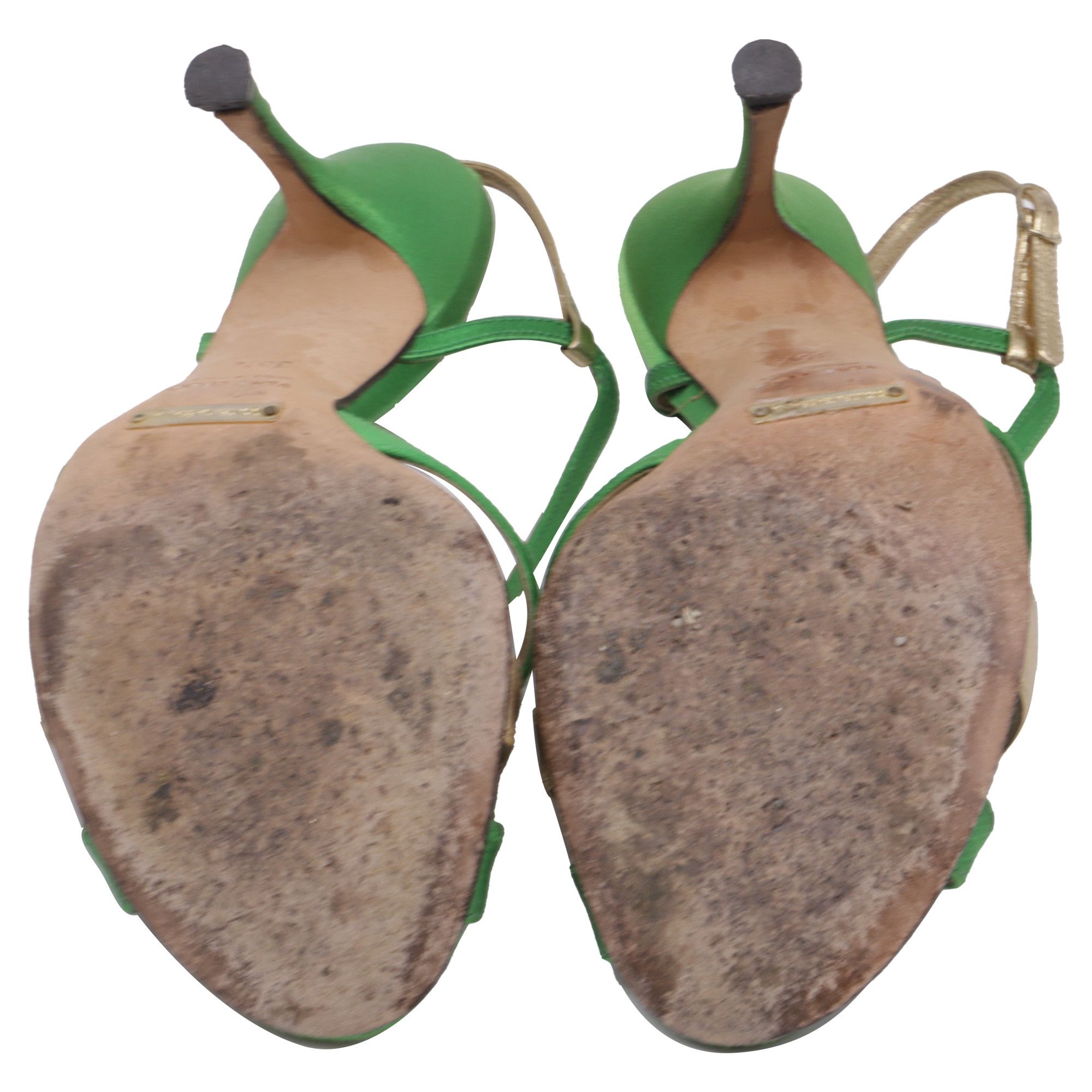 Dolce & Gabbana Dolce & Gabbana Strappy Sandal Heels in Green Satin Size US 5.5 / IT 35.5 - 10 Thumbnail