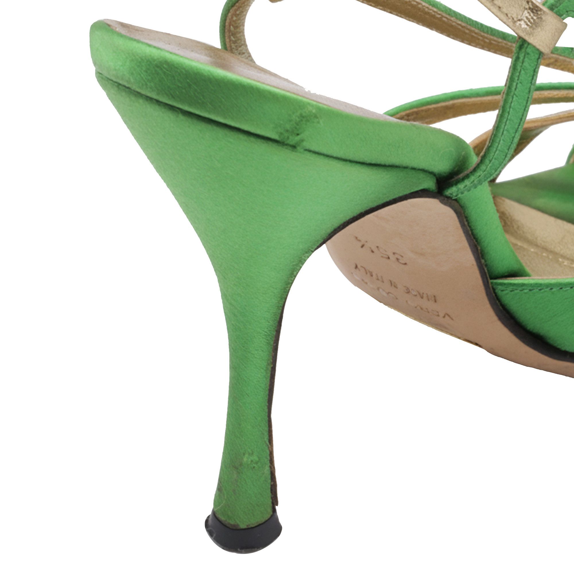 Dolce & Gabbana Dolce & Gabbana Strappy Sandal Heels in Green Satin Size US 5.5 / IT 35.5 - 6 Thumbnail