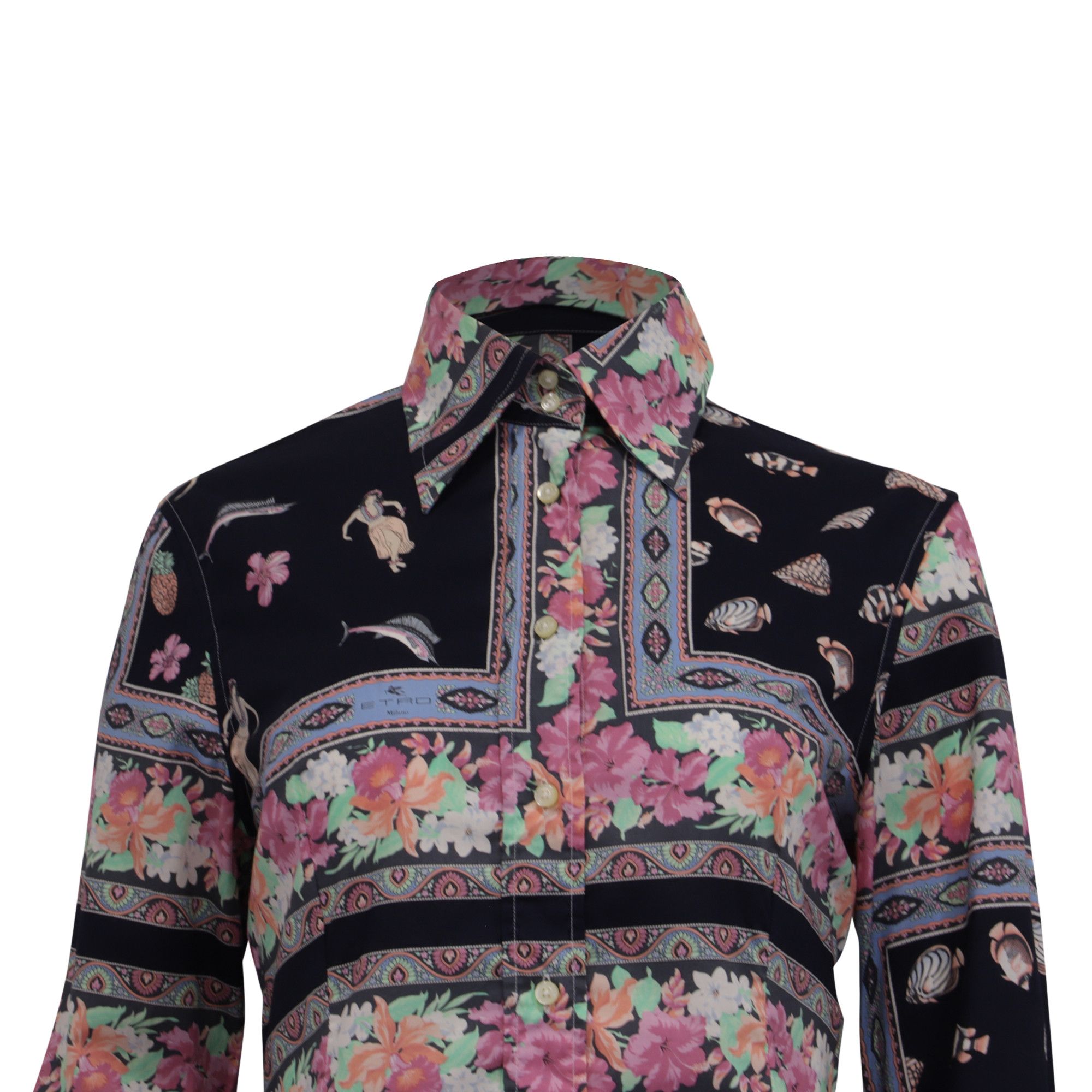 Etro Etro Floral-Print Shirt in Multicolor Cotton Size XS / US 0-2 / IT 36-38 - 2 Thumbnail