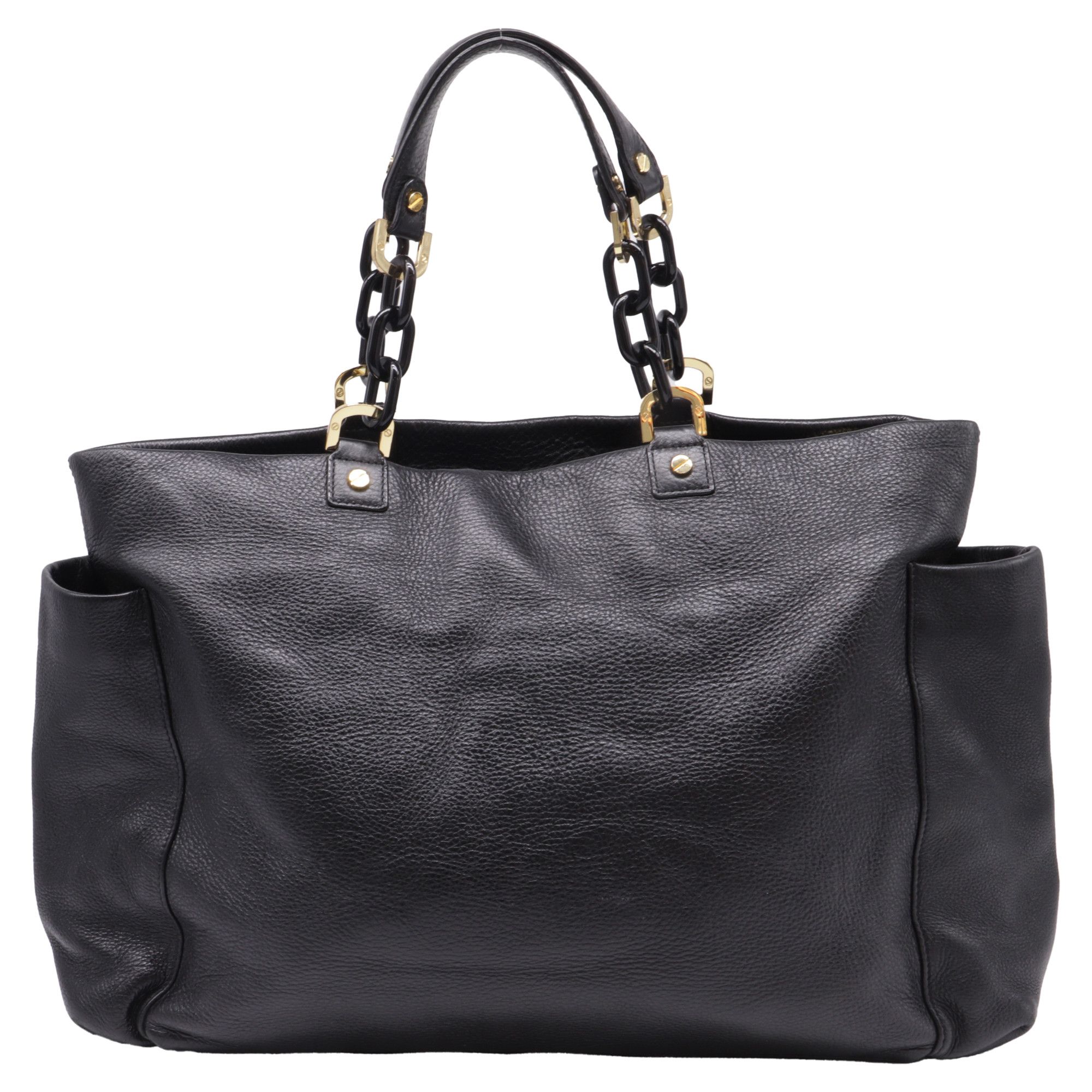 Tory Burch Tory Burch Chain Strap Detailed Tote Bag in Black Leather Size ONE SIZE - 4 Thumbnail