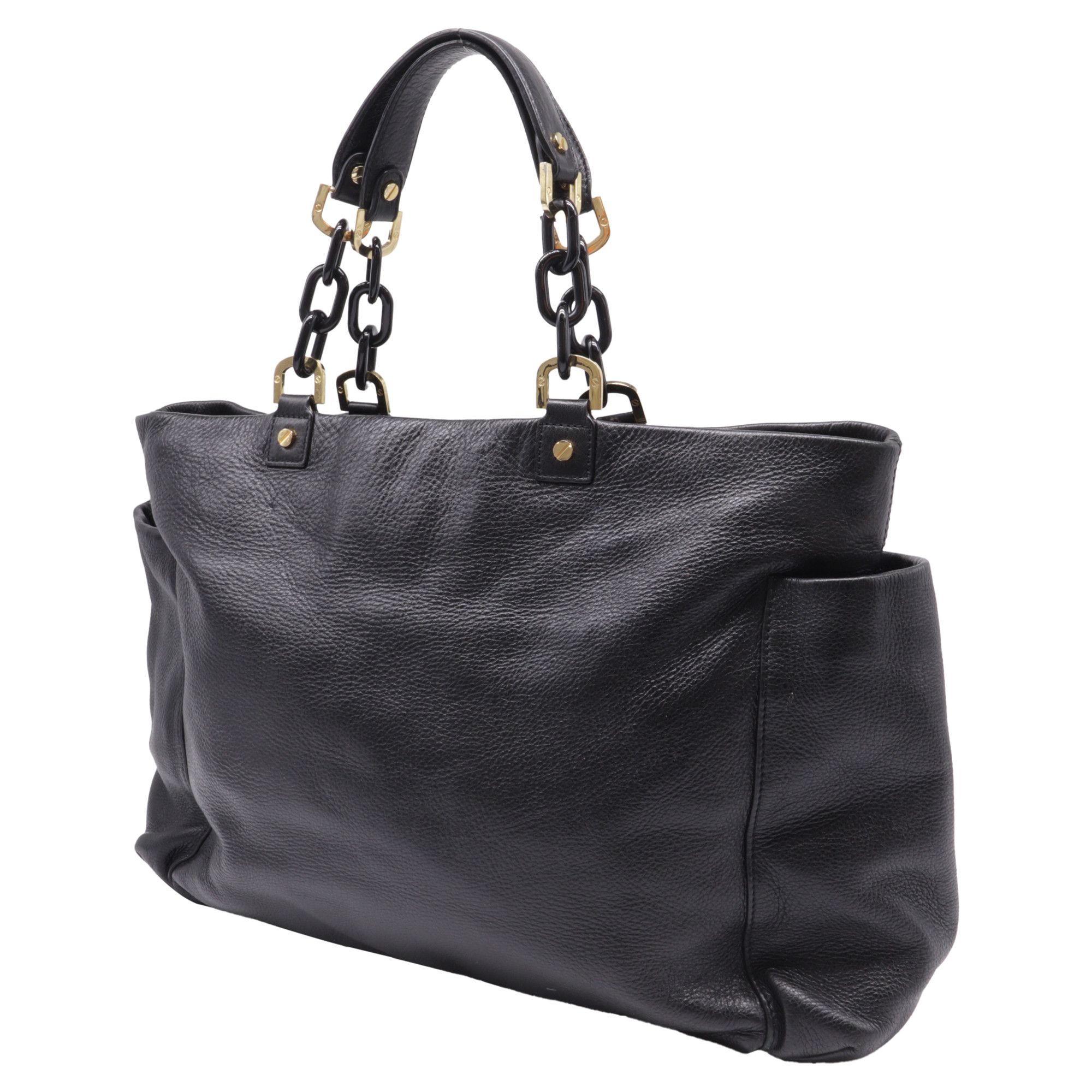 Tory Burch Tory Burch Chain Strap Detailed Tote Bag in Black Leather Size ONE SIZE - 2 Thumbnail