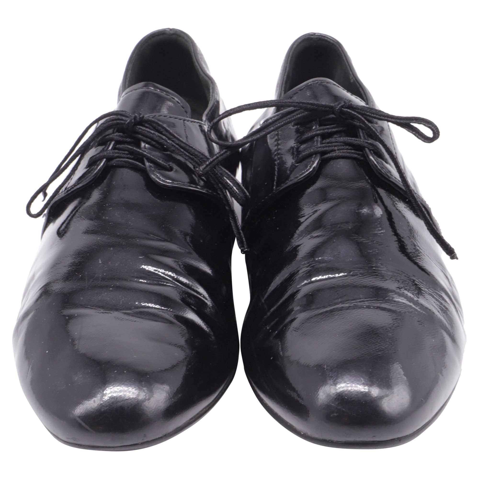 Prada Prada Lace-Up Loafers in Black Patent Leather Size US 6.5 / IT 36.5 - 2 Thumbnail