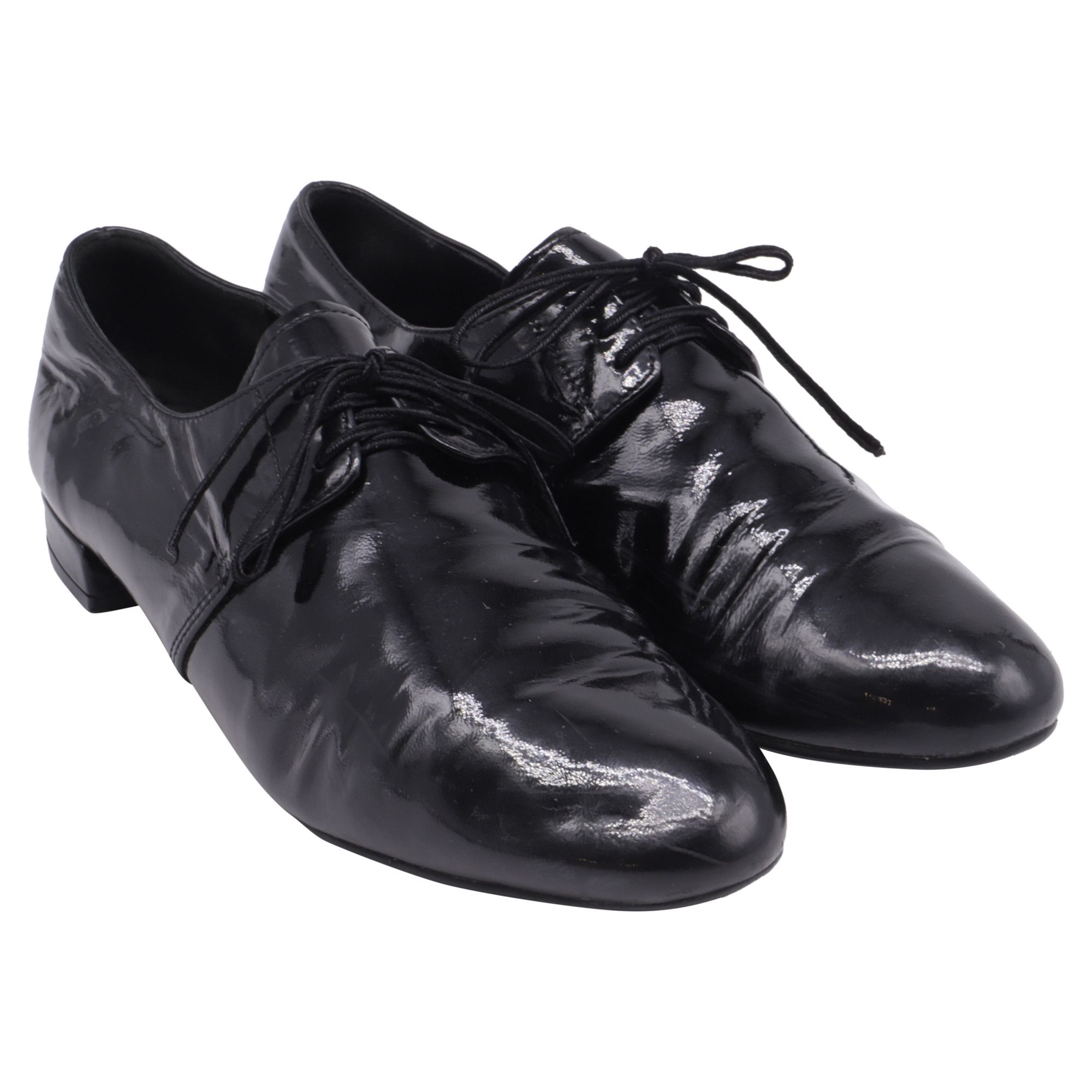 Prada Prada Lace-Up Loafers in Black Patent Leather Size US 6.5 / IT 36.5 - 3 Thumbnail