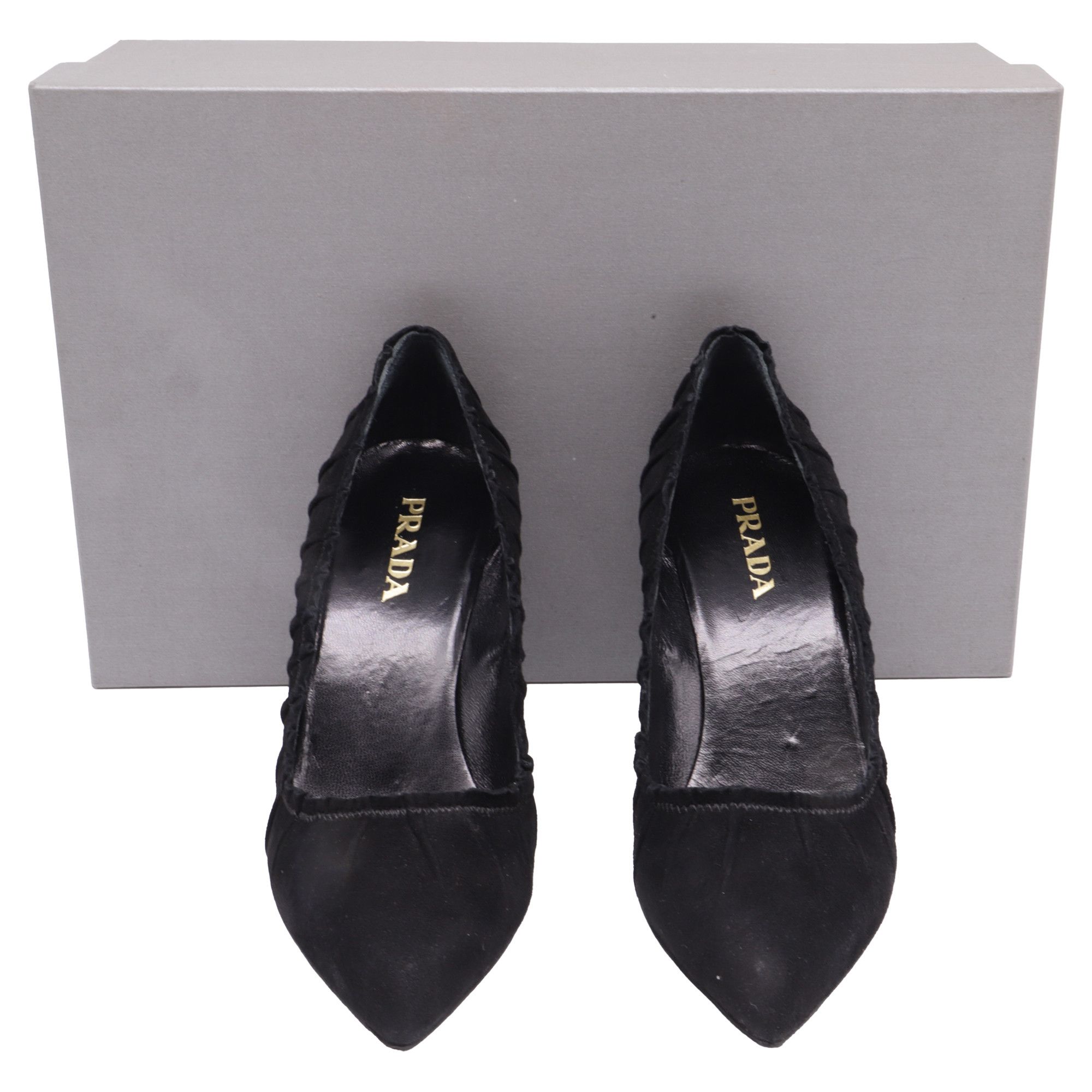 Prada Prada Pleated Pointed-Toe Pumps in Black Suede Size US 6 / IT 36 - 9 Thumbnail