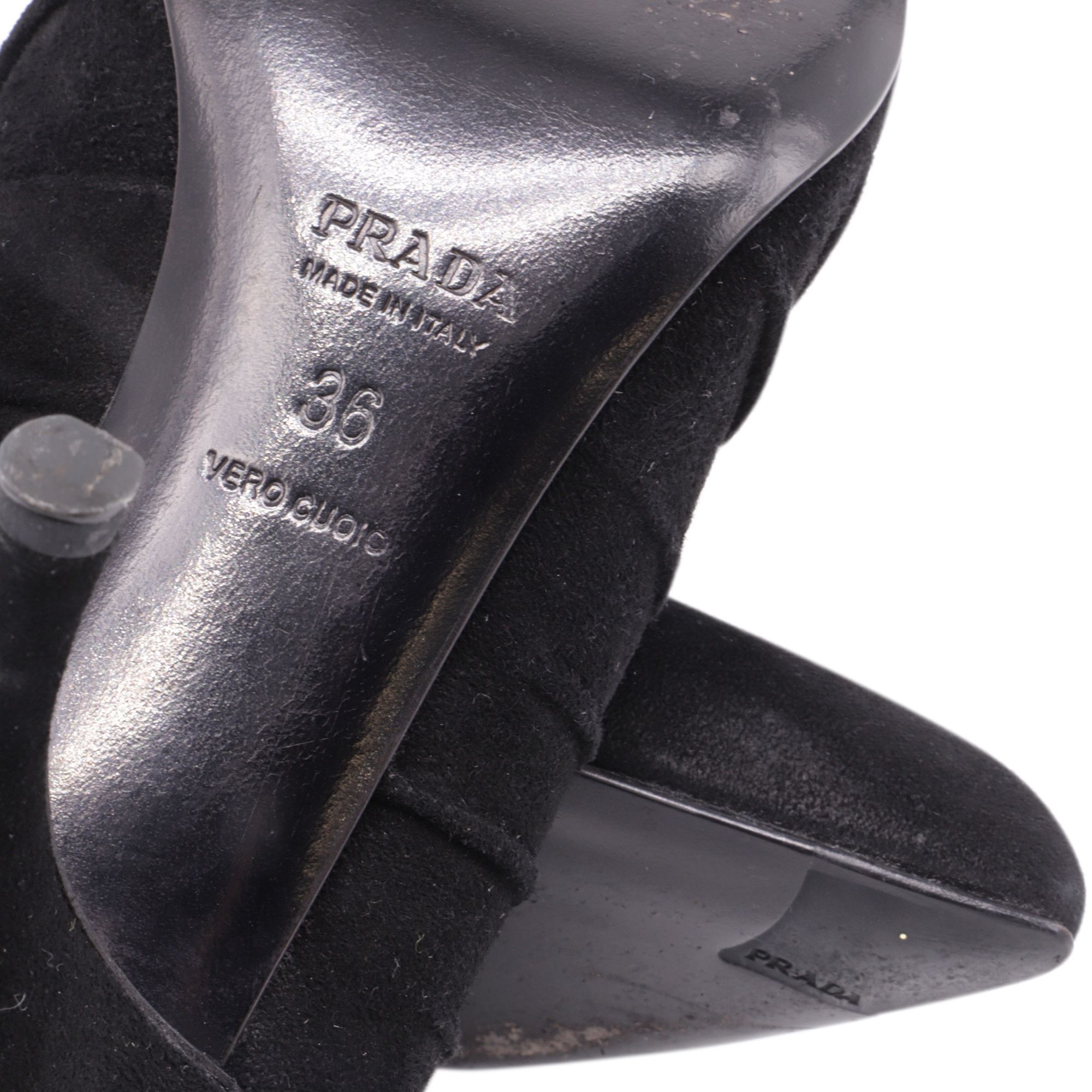 Prada Prada Pleated Pointed-Toe Pumps in Black Suede Size US 6 / IT 36 - 8 Thumbnail