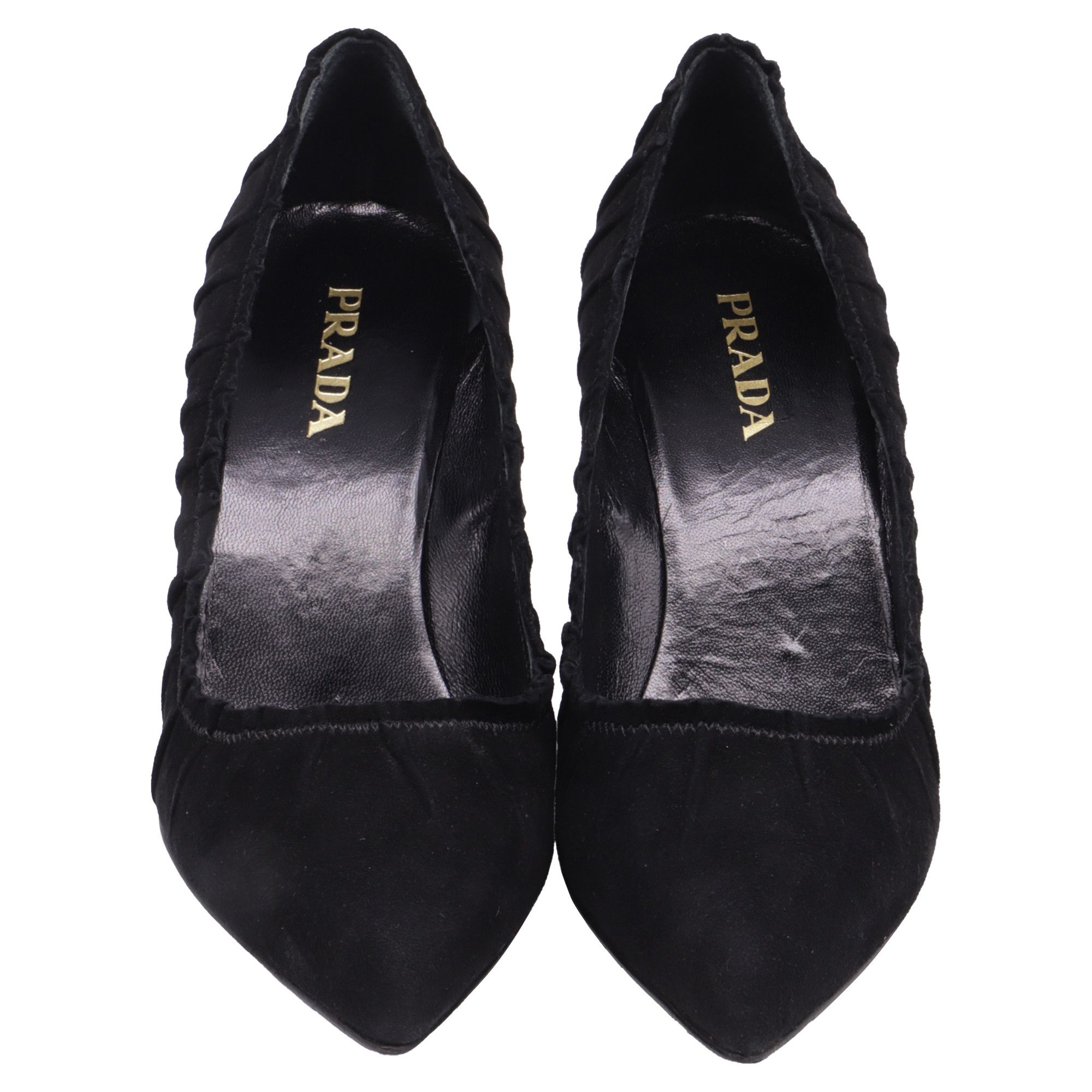 Prada Prada Pleated Pointed-Toe Pumps in Black Suede Size US 6 / IT 36 - 2 Thumbnail