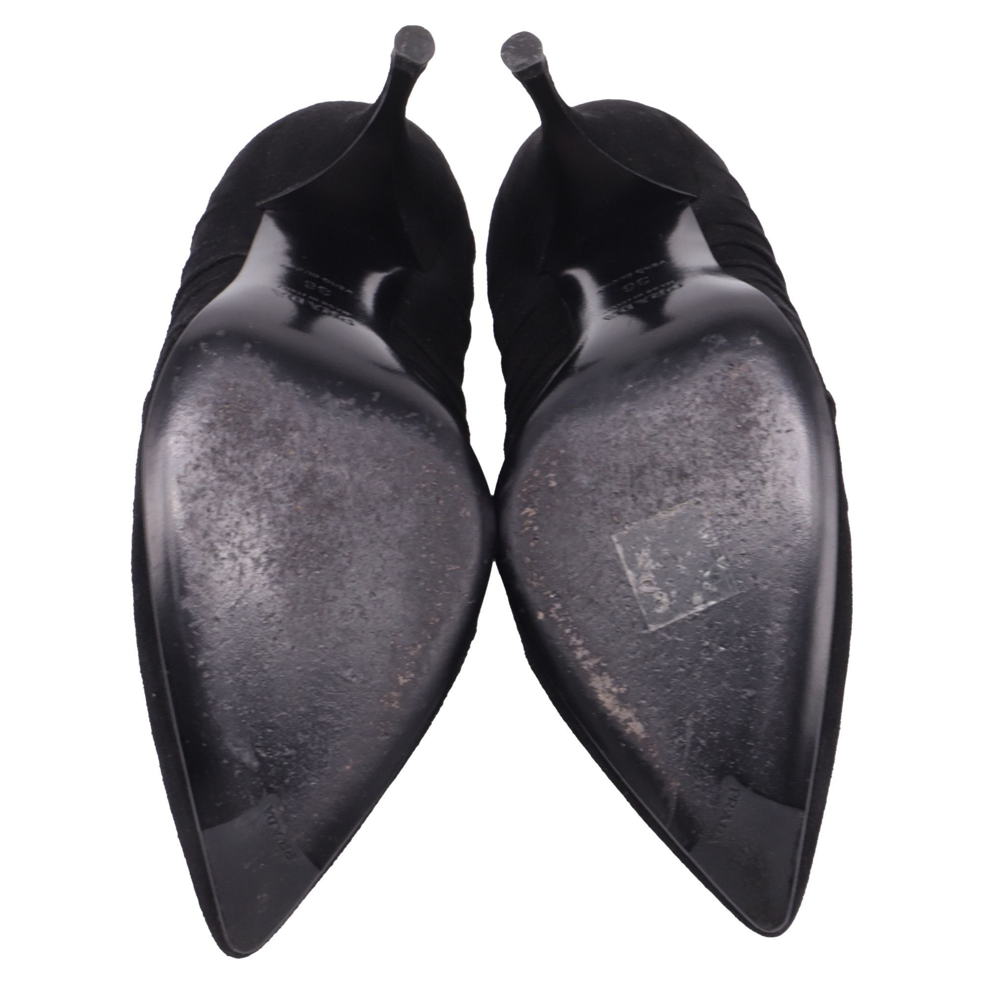 Prada Prada Pleated Pointed-Toe Pumps in Black Suede Size US 6 / IT 36 - 7 Thumbnail