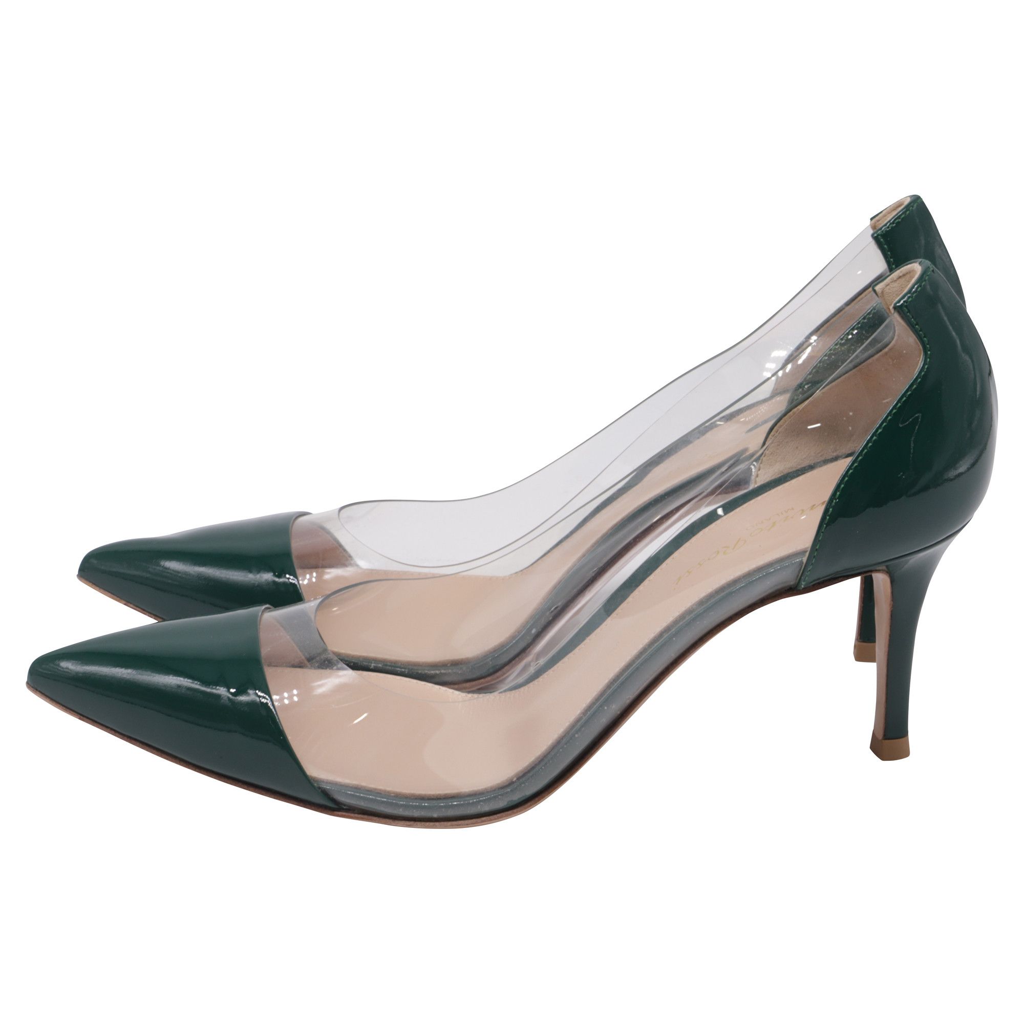 Gianvito Rossi Gianvito Rossi Plexi Pumps in Green PVC and Patent Leather Size US 7 / IT 37 - 4 Thumbnail