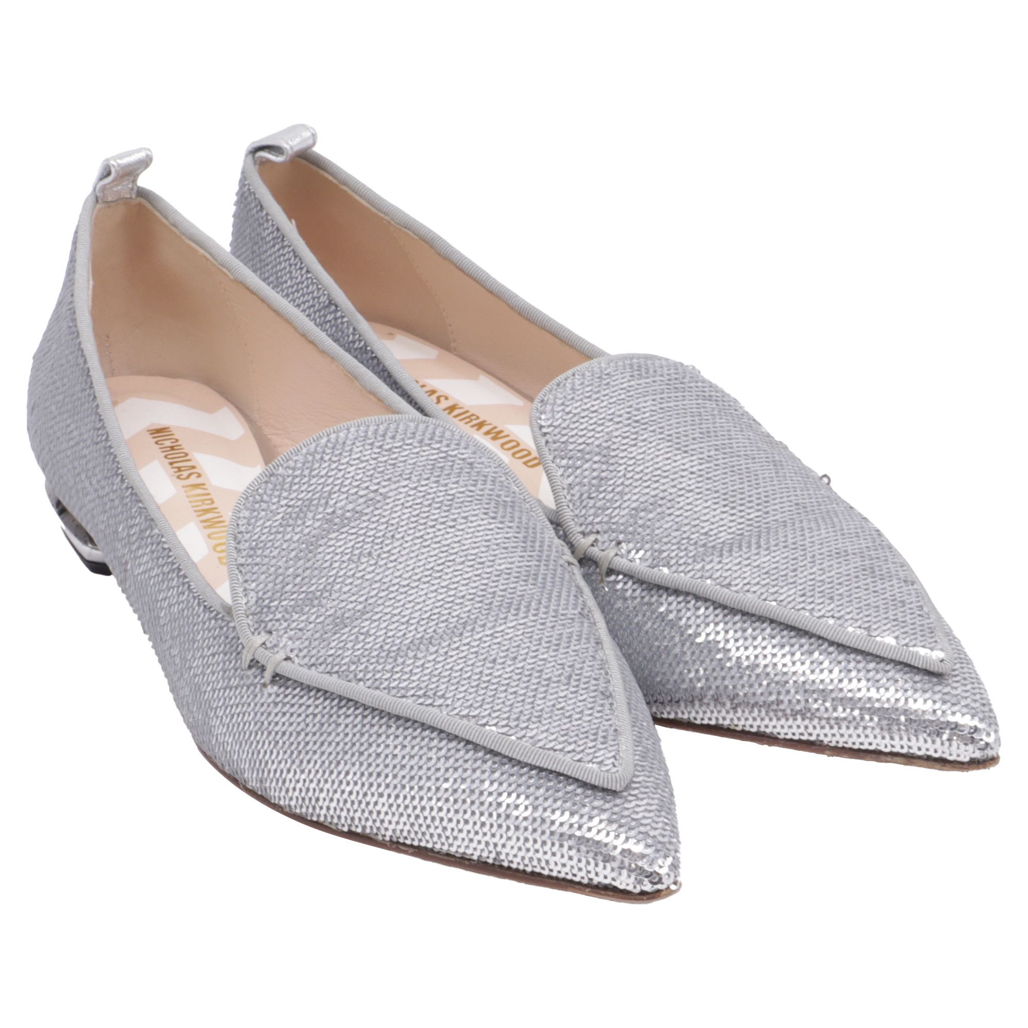 Nicholas Kirkwood Nicholas Kirkwood Beya Pointed Ballet Flats in Silver Sequi Size US 6 / IT 36 - 3 Thumbnail