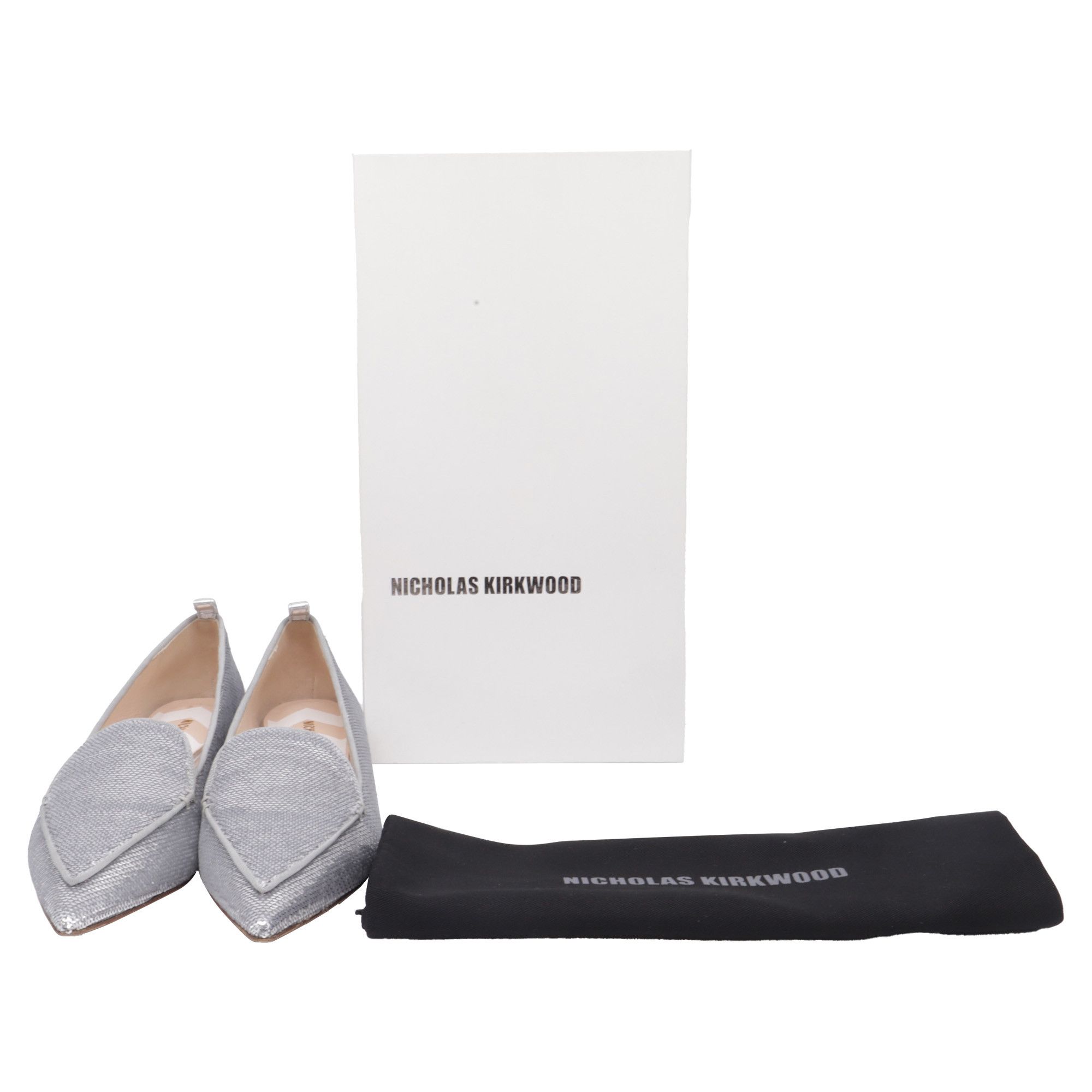 Nicholas Kirkwood Nicholas Kirkwood Beya Pointed Ballet Flats in Silver Sequi Size US 6 / IT 36 - 9 Thumbnail