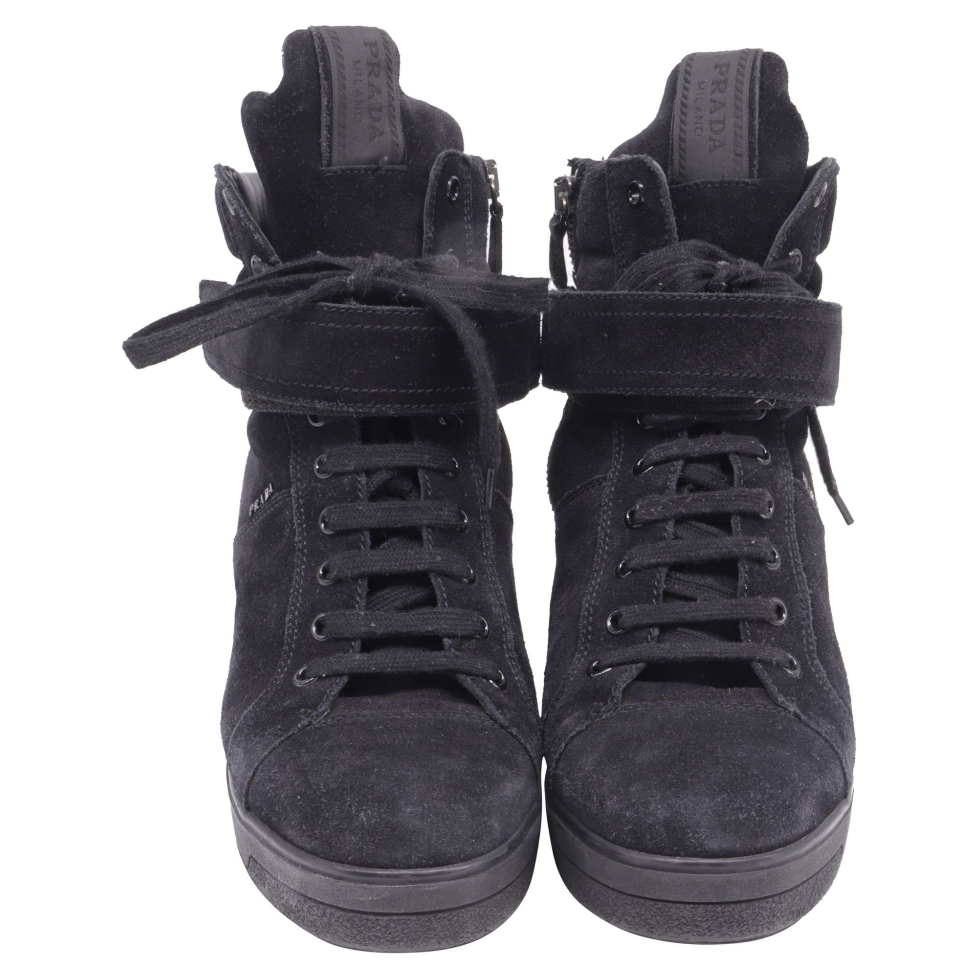 Prada Prada Sport High-Top Wedge Sneakers in Black Suede Size US 9 / IT 39 - 3 Thumbnail