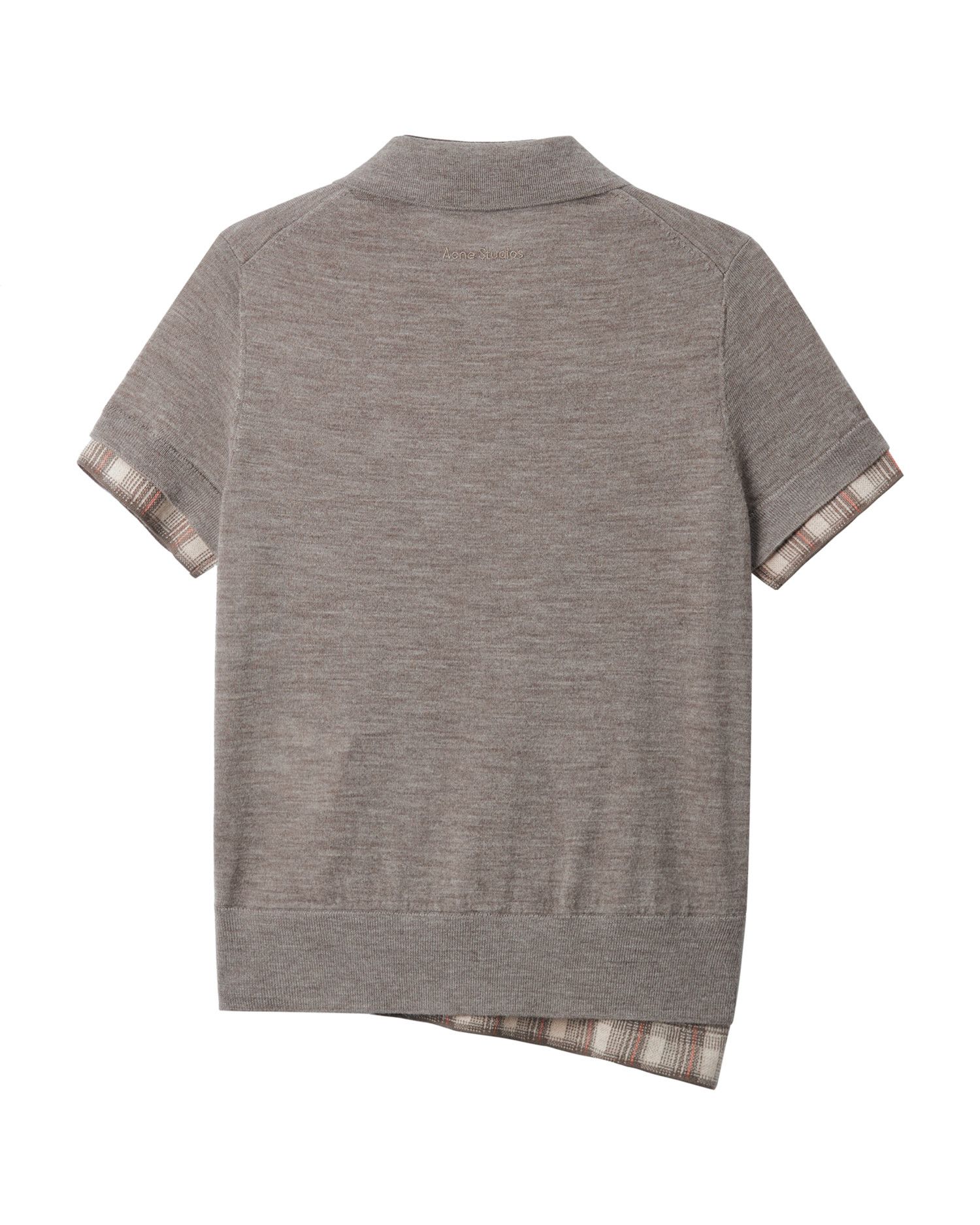 Acne Studios Acne Studios Plaid Spliced Lapel Short Sleeve Knit Top Size XS / US 0-2 / IT 36-38 - 6 Thumbnail