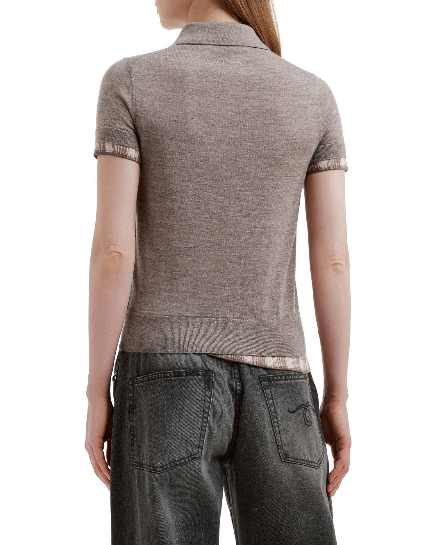 Acne Studios Acne Studios Plaid Spliced Lapel Short Sleeve Knit Top Size S / US 4 / IT 40 - 4 Thumbnail