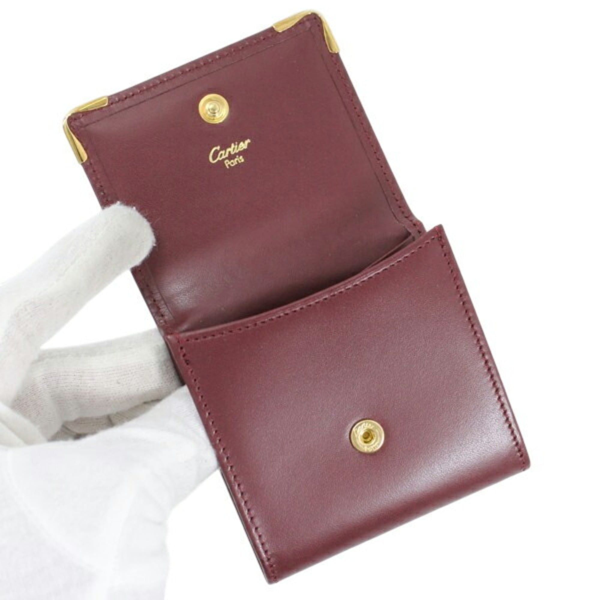 Cartier Cartier Wallet/Coin Case, Must Line, Bordeaux Calf Leather, Men's/Women's, T2865 Size ONE SIZE - 5 Thumbnail