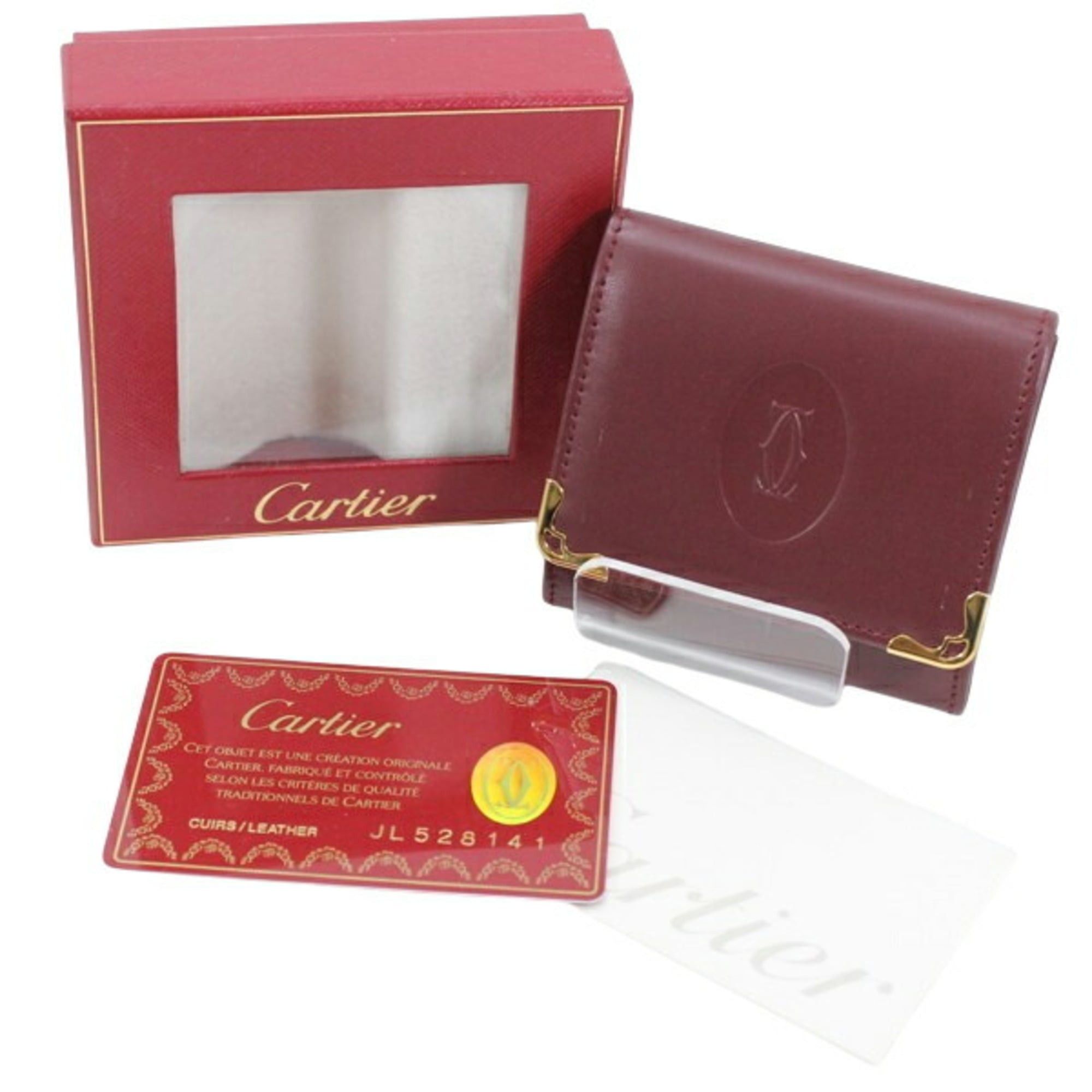 Cartier Cartier Wallet/Coin Case, Must Line, Bordeaux Calf Leather, Men's/Women's, T2865 Size ONE SIZE - 8 Thumbnail