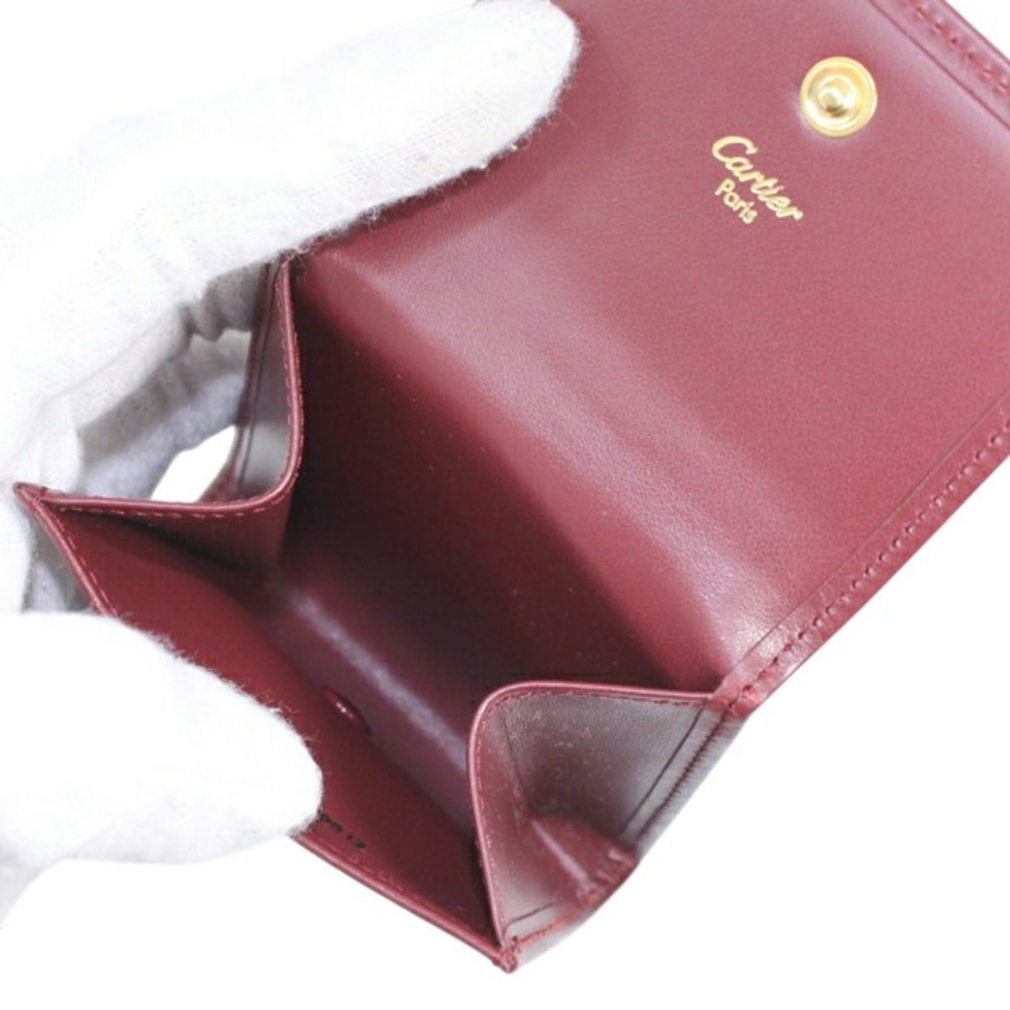 Cartier Cartier Wallet/Coin Case, Must Line, Bordeaux Calf Leather, Men's/Women's, T2865 Size ONE SIZE - 6 Thumbnail