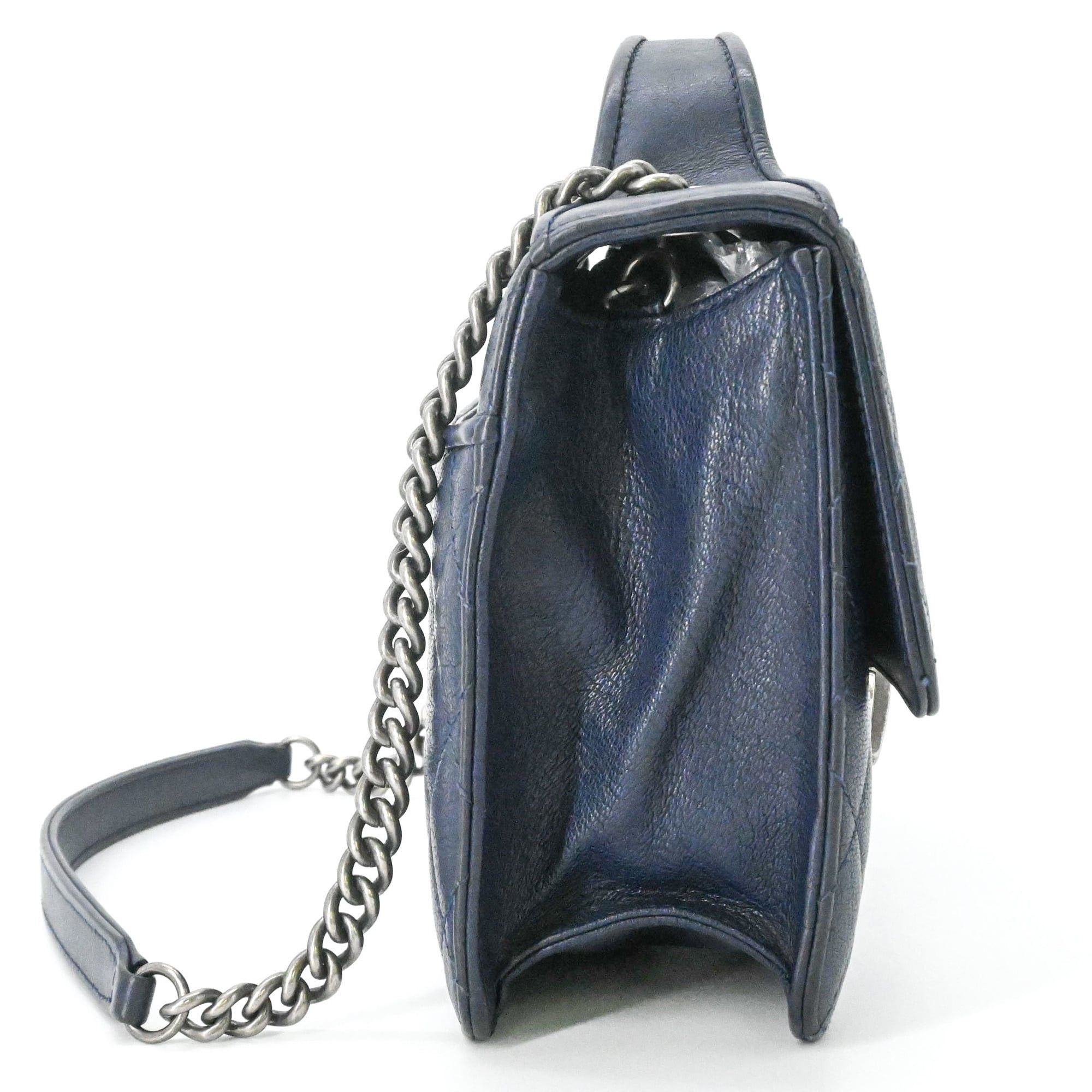 Chanel CHANEL Matelassé Shoulder Bag/Handbag with Chain, Navy, Women's Size ONE SIZE - 3 Thumbnail
