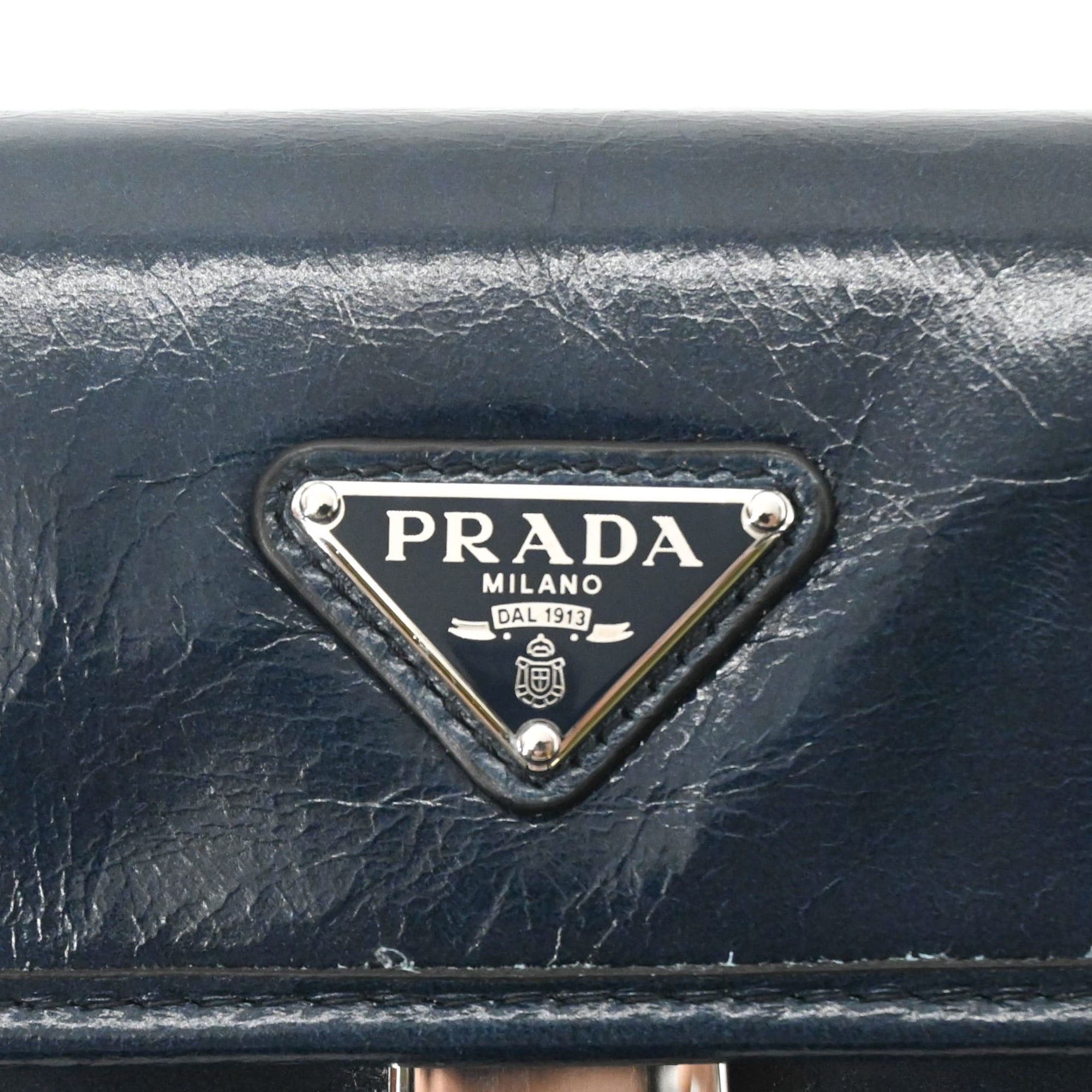 Prada PRADA Softlook Leather Shoulder Bag/Body Bag, Tessuto, Navy Size ONE SIZE - 9 Thumbnail