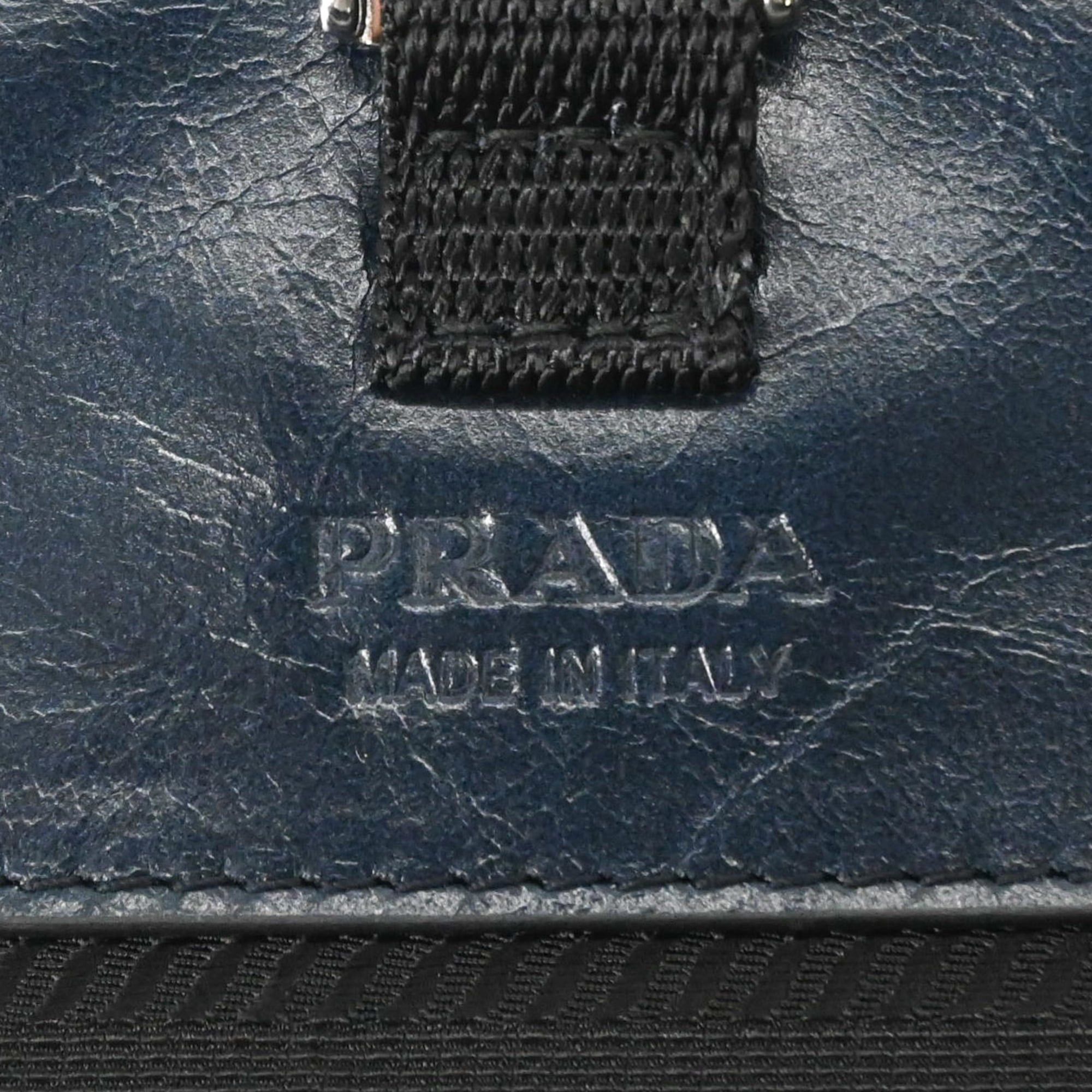 Prada PRADA Softlook Leather Shoulder Bag/Body Bag, Tessuto, Navy Size ONE SIZE - 8 Thumbnail