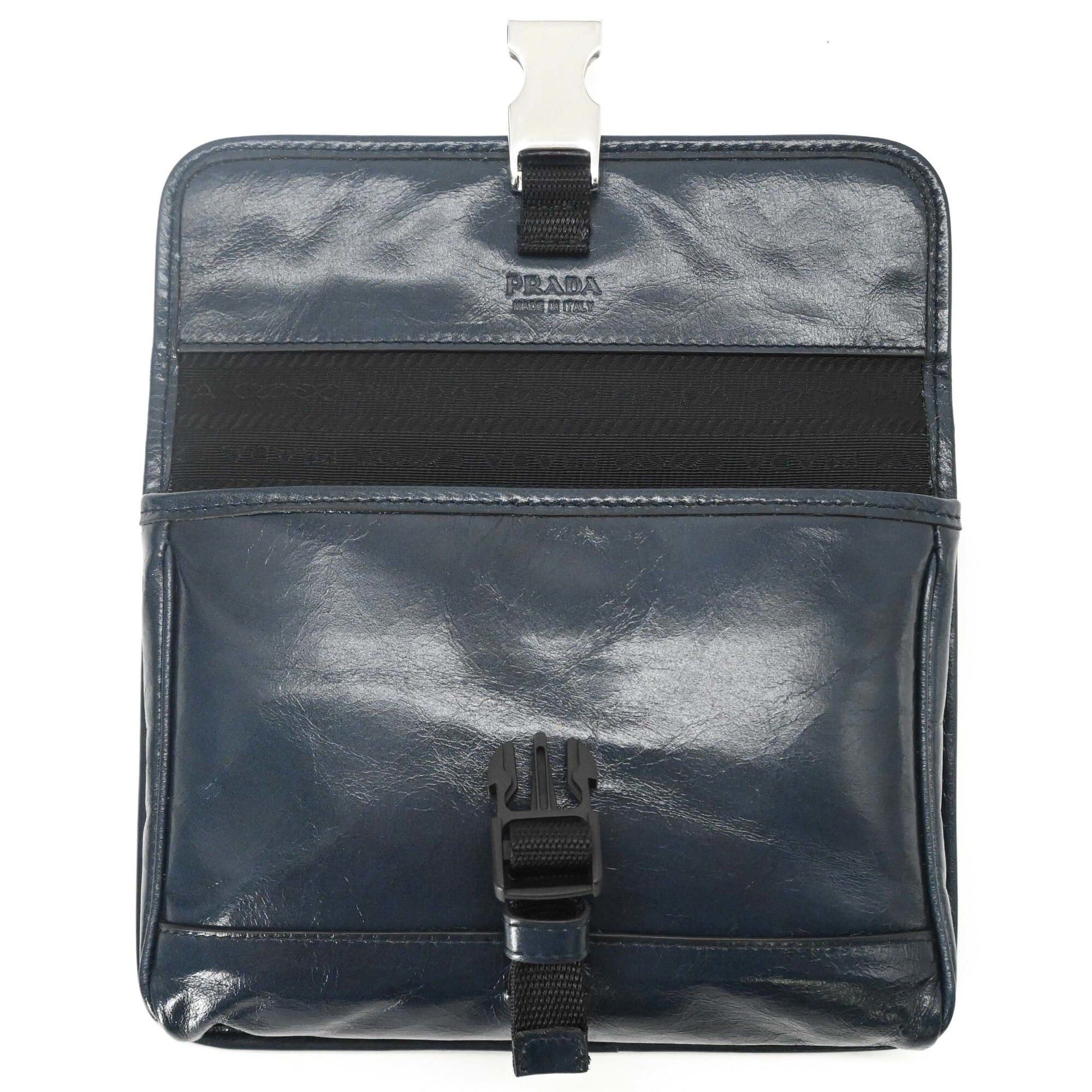 Prada PRADA Softlook Leather Shoulder Bag/Body Bag, Tessuto, Navy Size ONE SIZE - 7 Thumbnail