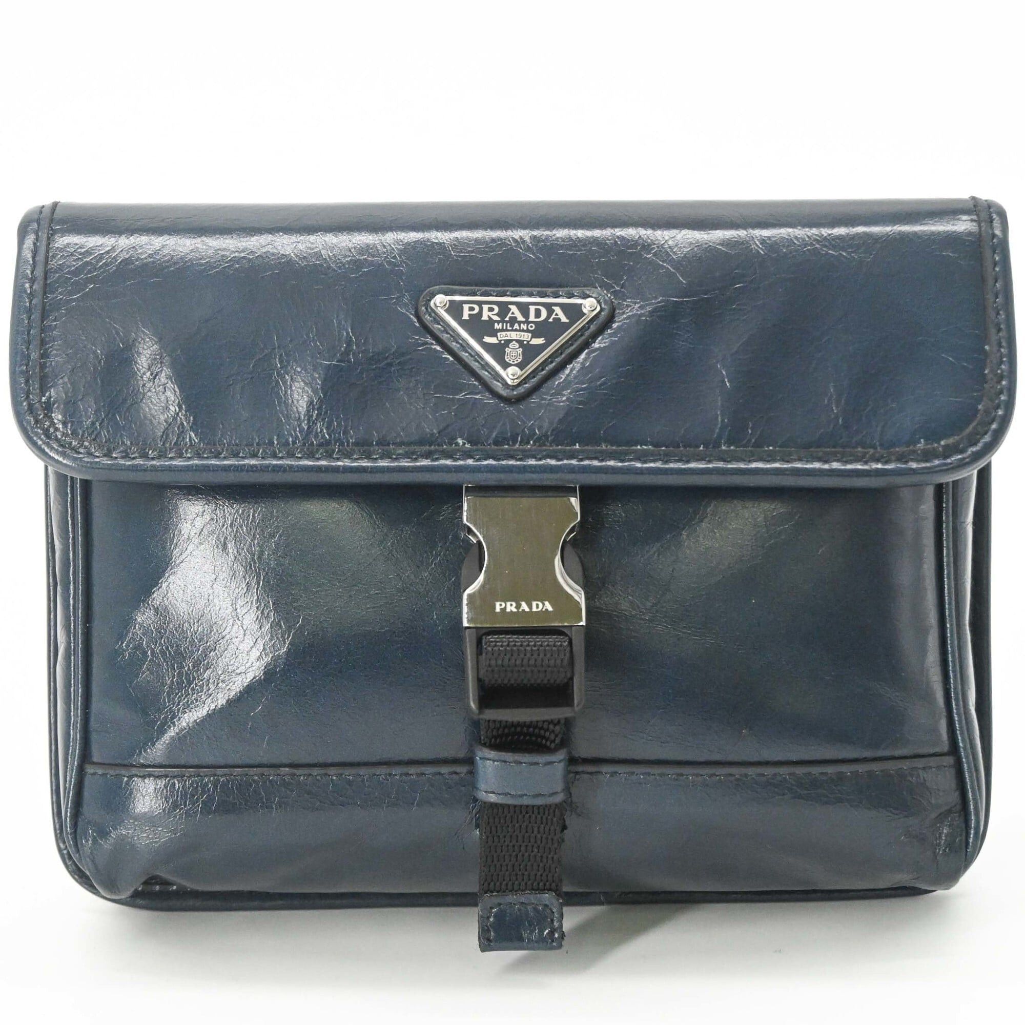 Prada PRADA Softlook Leather Shoulder Bag/Body Bag, Tessuto, Navy Size ONE SIZE - 2 Thumbnail