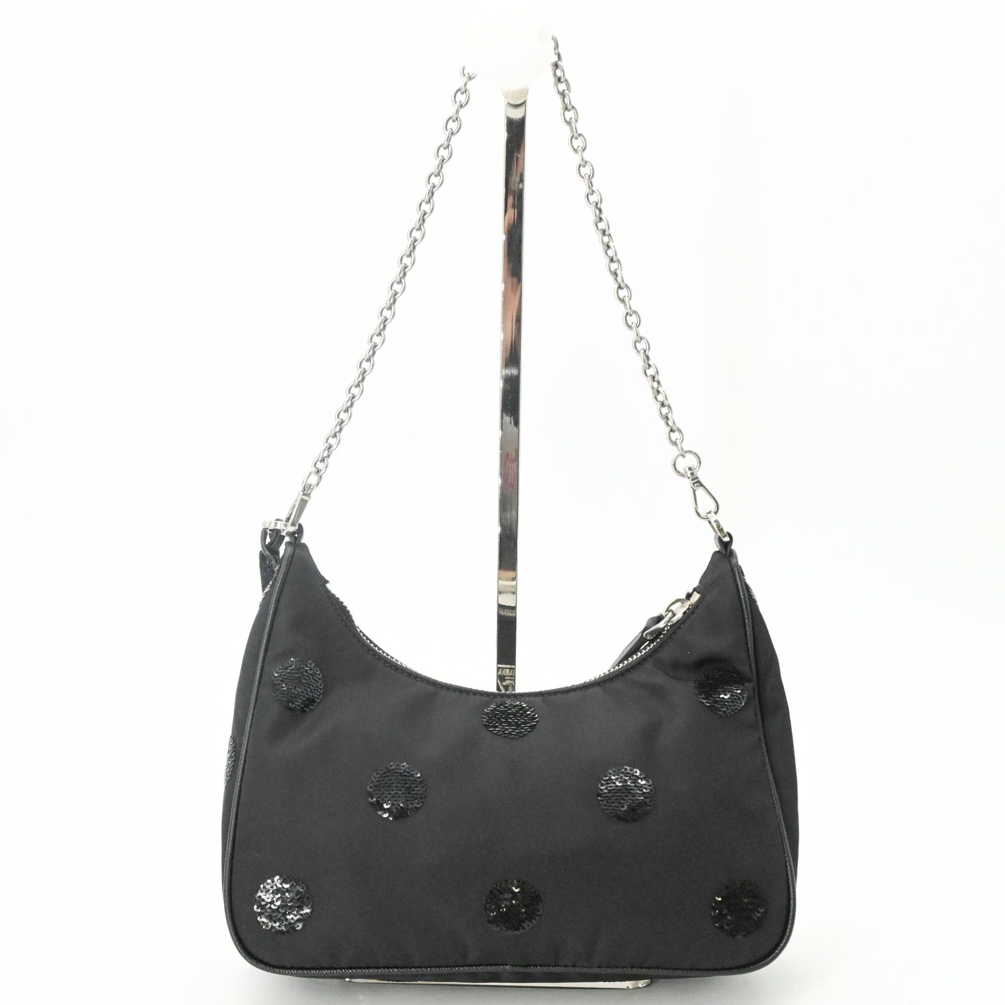 Prada PRADA Re-Nylon Re-Edition 2005 Sequin Handbag Shoulder Bag for Women, Black Size ONE SIZE - 3 Thumbnail