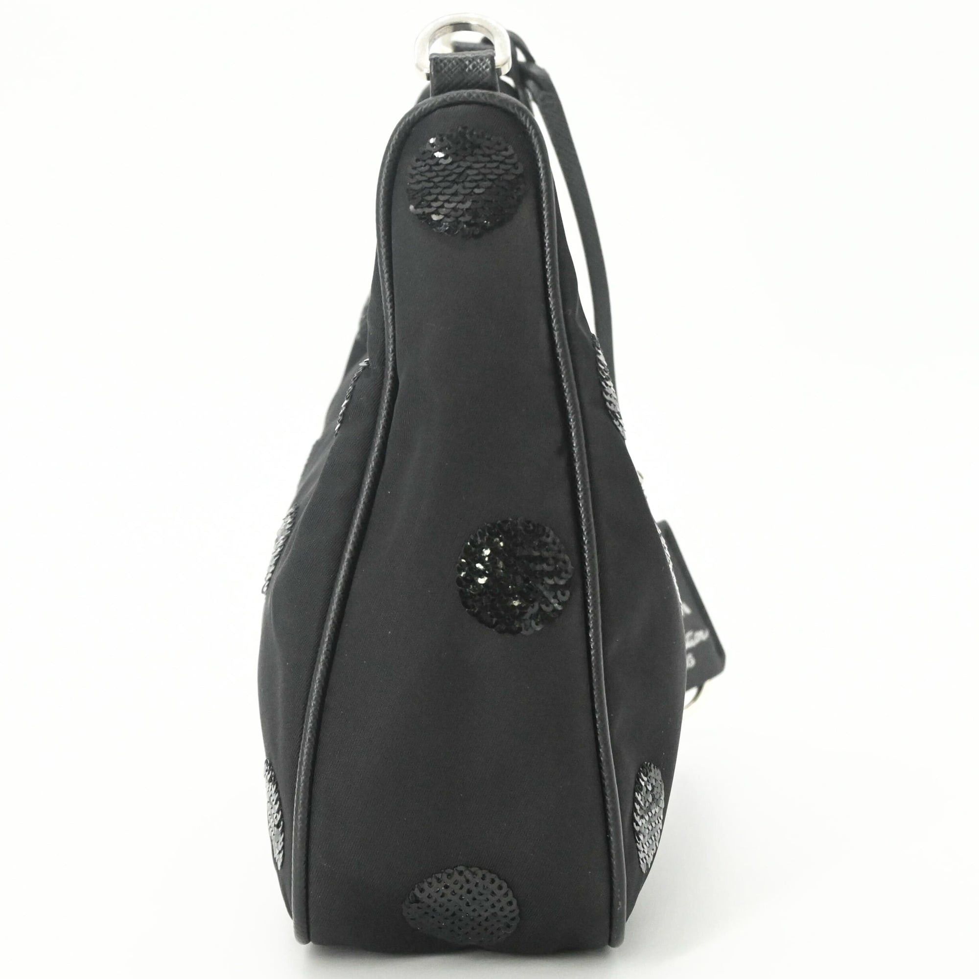 Prada PRADA Re-Nylon Re-Edition 2005 Sequin Handbag Shoulder Bag for Women, Black Size ONE SIZE - 4 Thumbnail