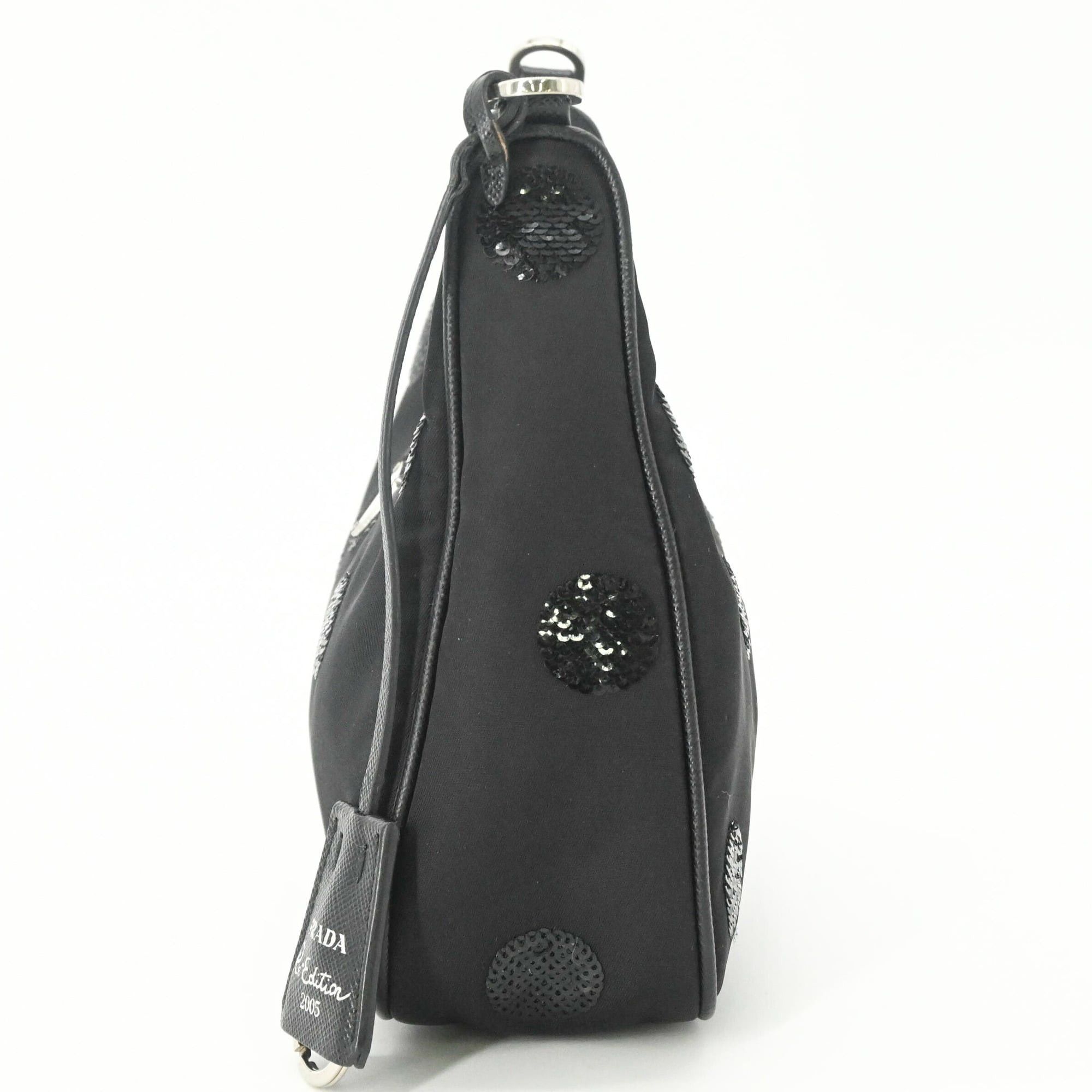 Prada PRADA Re-Nylon Re-Edition 2005 Sequin Handbag Shoulder Bag for Women, Black Size ONE SIZE - 5 Thumbnail