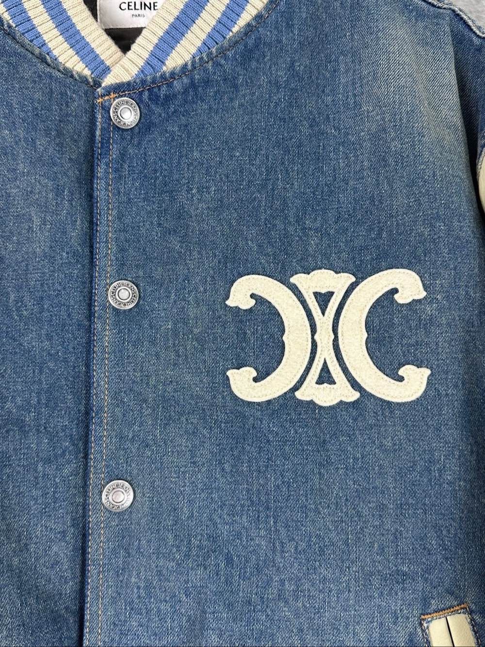 Celine Celine Triomphe Denim Bomber Jacket Size M Size US M / EU 48-50 / 2 - 6 Thumbnail