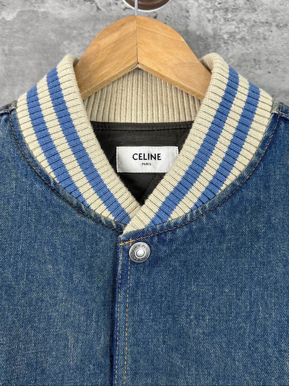 Celine Celine Triomphe Denim Bomber Jacket Size M Size US M / EU 48-50 / 2 - 3 Thumbnail