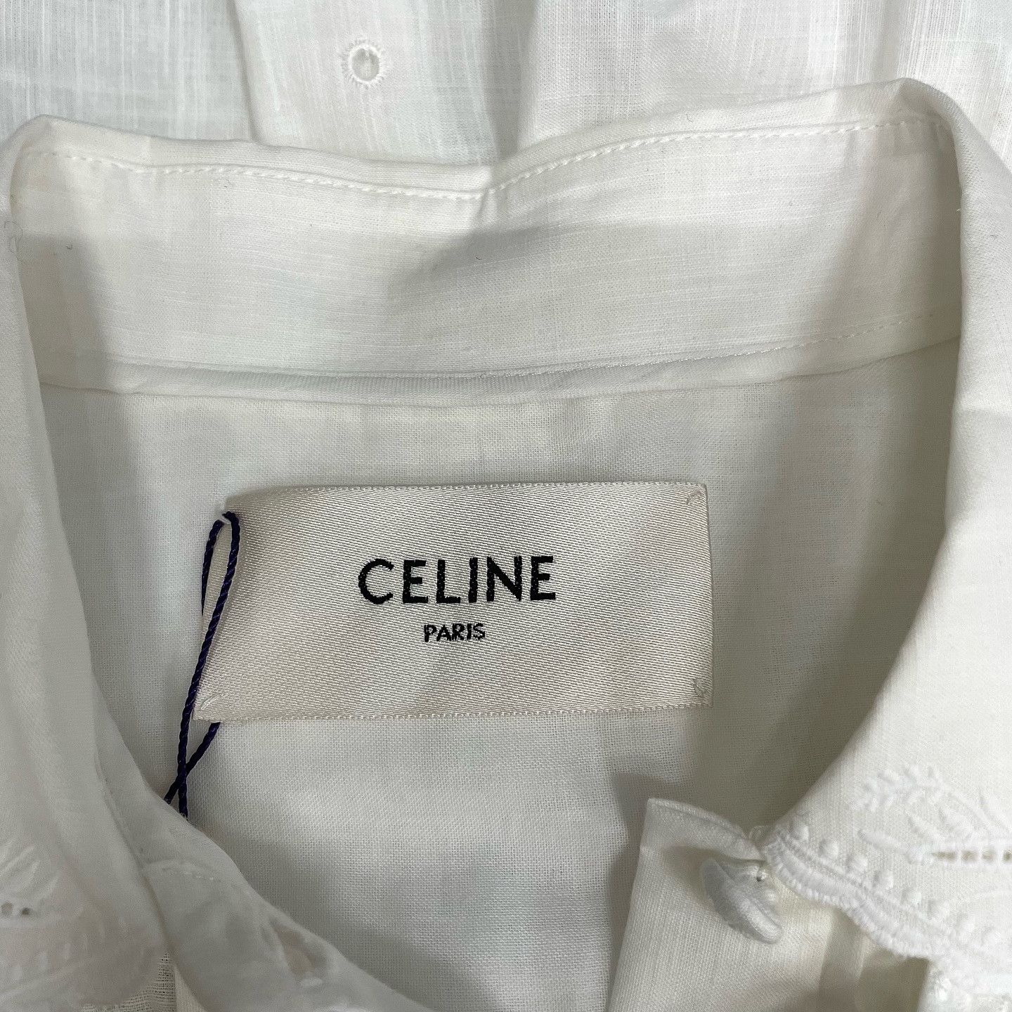 Celine Celine White Cotton Embroidered Midi Dress Size 36 Size XS / US 0-2 / IT 36-38 - 3 Thumbnail