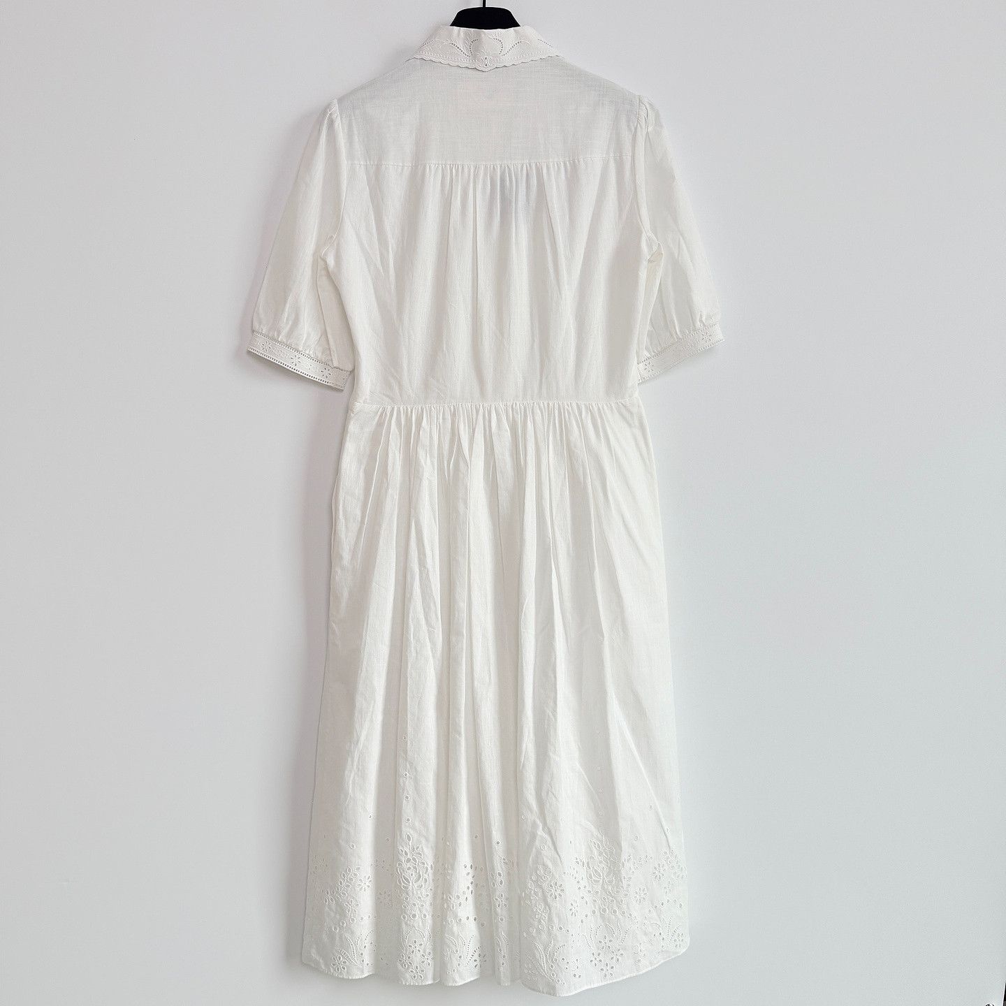 Celine Celine White Cotton Embroidered Midi Dress Size 36 Size XS / US 0-2 / IT 36-38 - 2 Thumbnail