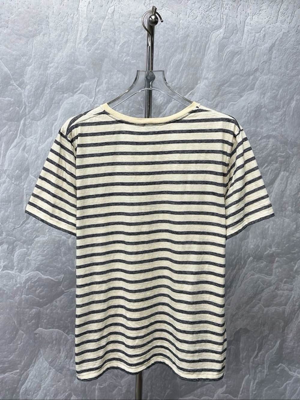 Saint Laurent Paris Saint Laurent Striped Embroidered Logo T-Shirt Size XXL Size US XXL / EU 58 / 5 - 2 Thumbnail