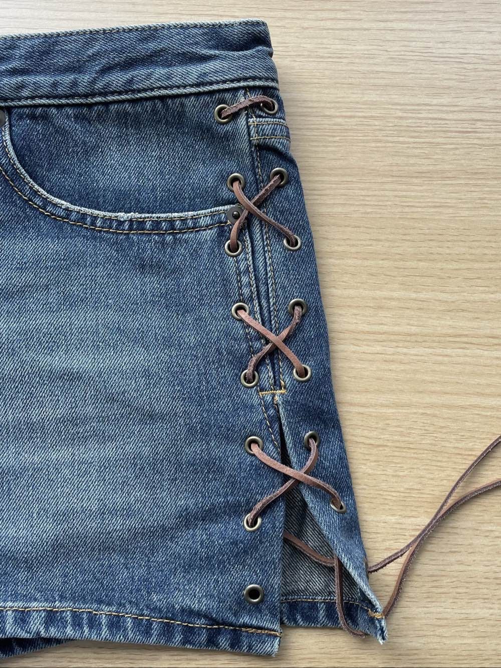 Saint Laurent Paris Saint Laurent Leather Laced Denim Shorts Size 29 Size 29" - 5 Thumbnail