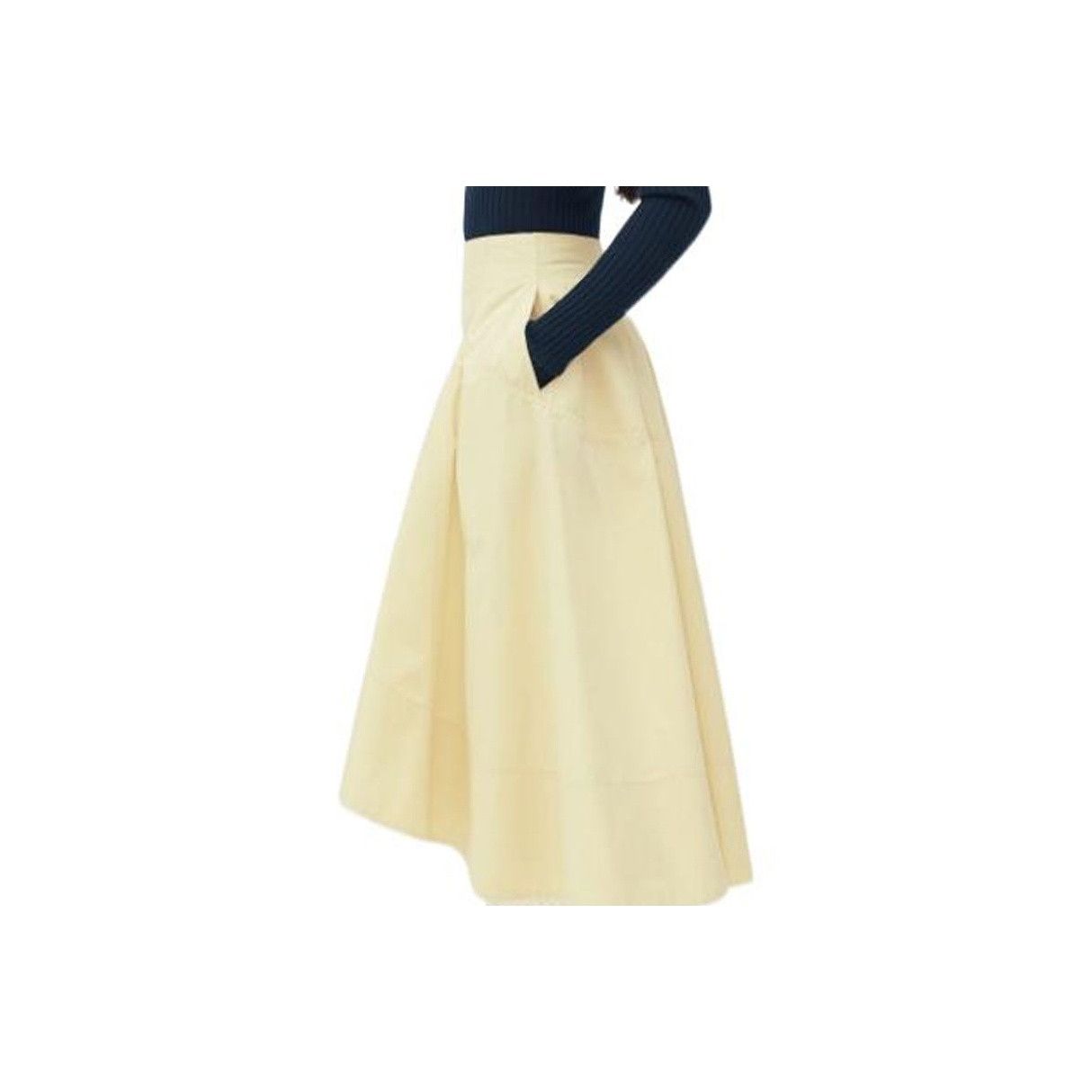 Bottega Veneta Bottega Veneta Yellow Cotton Midi Skirt Size 38 Size 26" / US 2 / IT 38 - 14 Thumbnail