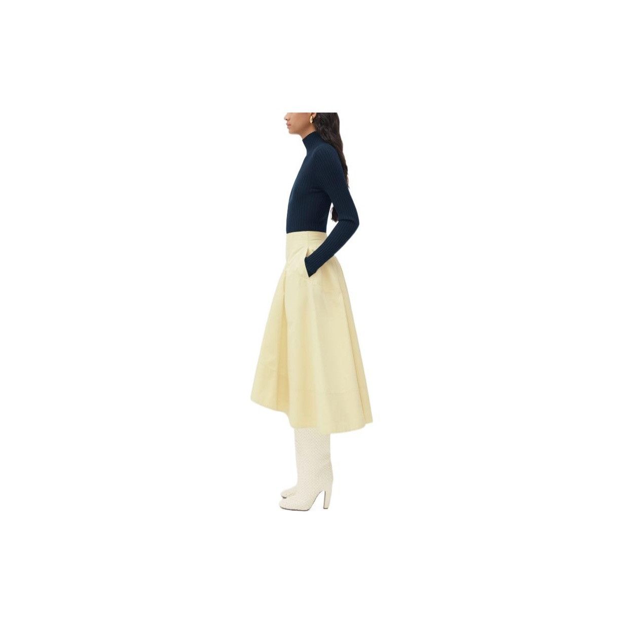 Bottega Veneta Bottega Veneta Yellow Cotton Midi Skirt Size 38 Size 26" / US 2 / IT 38 - 11 Thumbnail
