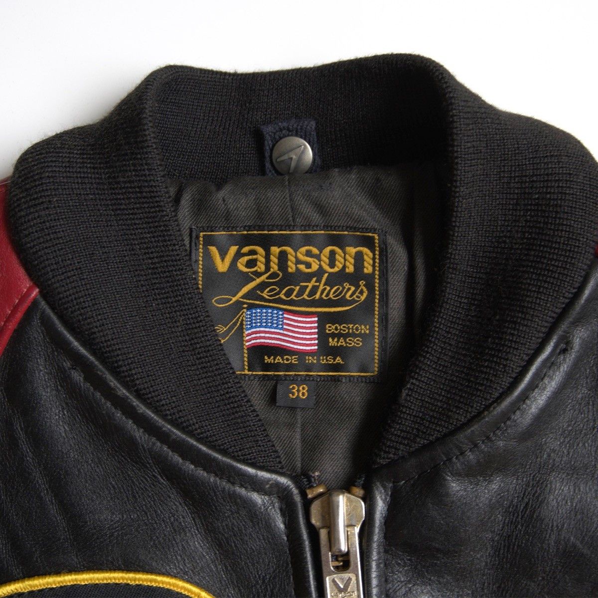 Vintage VANSON All-leather varsity jacket Black Size 38 Size US XL / EU 56 / 4 - 7 Thumbnail