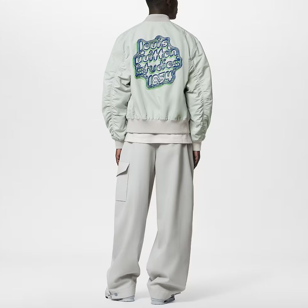 Louis Vuitton Gray Logo Embroidered Bomber Jacket Size US M / EU 48-50 / 2 - 14 Thumbnail