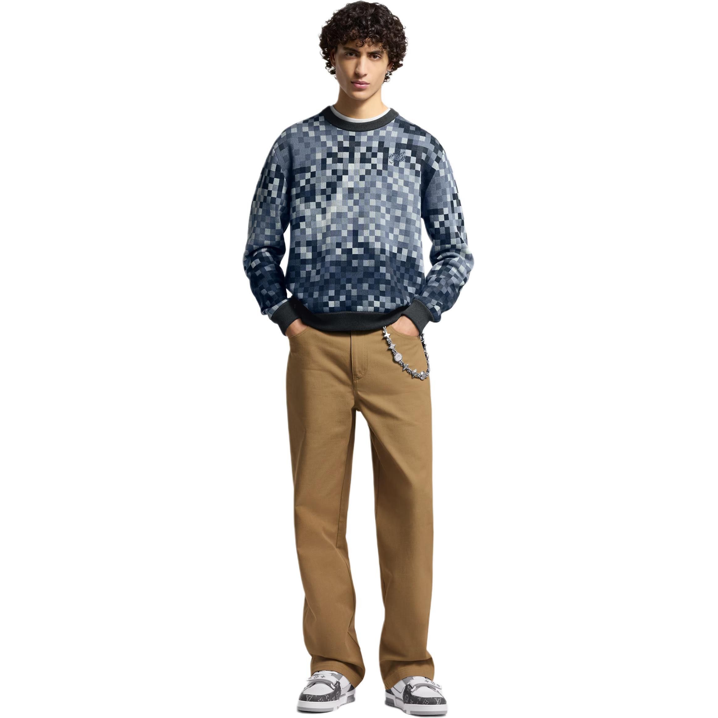 Louis Vuitton Checkered Knit Sweater in Blue Size US XL / EU 56 / 4 - 5 Thumbnail