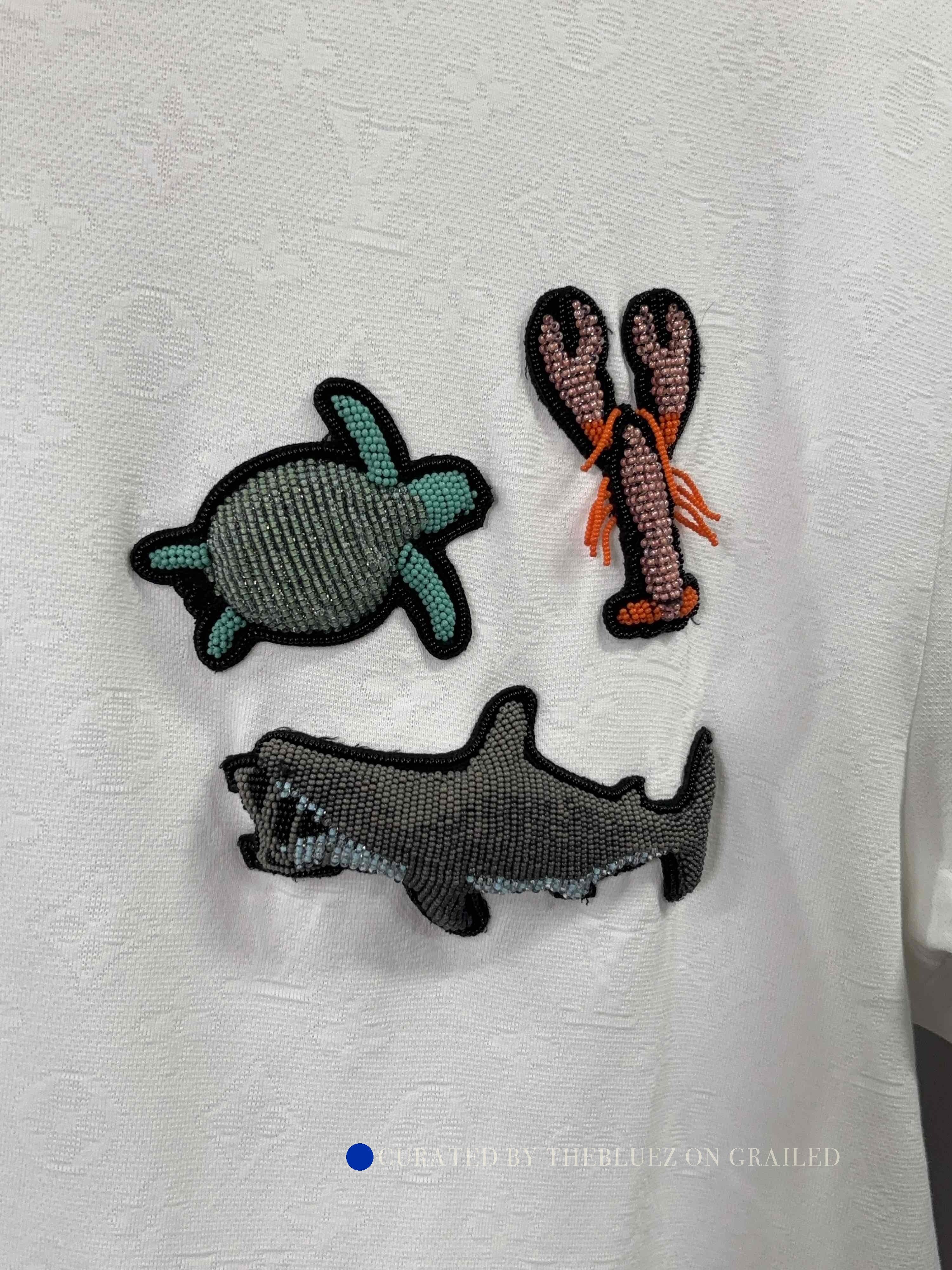 Louis Vuitton Unique Beaded Animal Print Tee in White Size US L / EU 52-54 / 3 - 6 Thumbnail