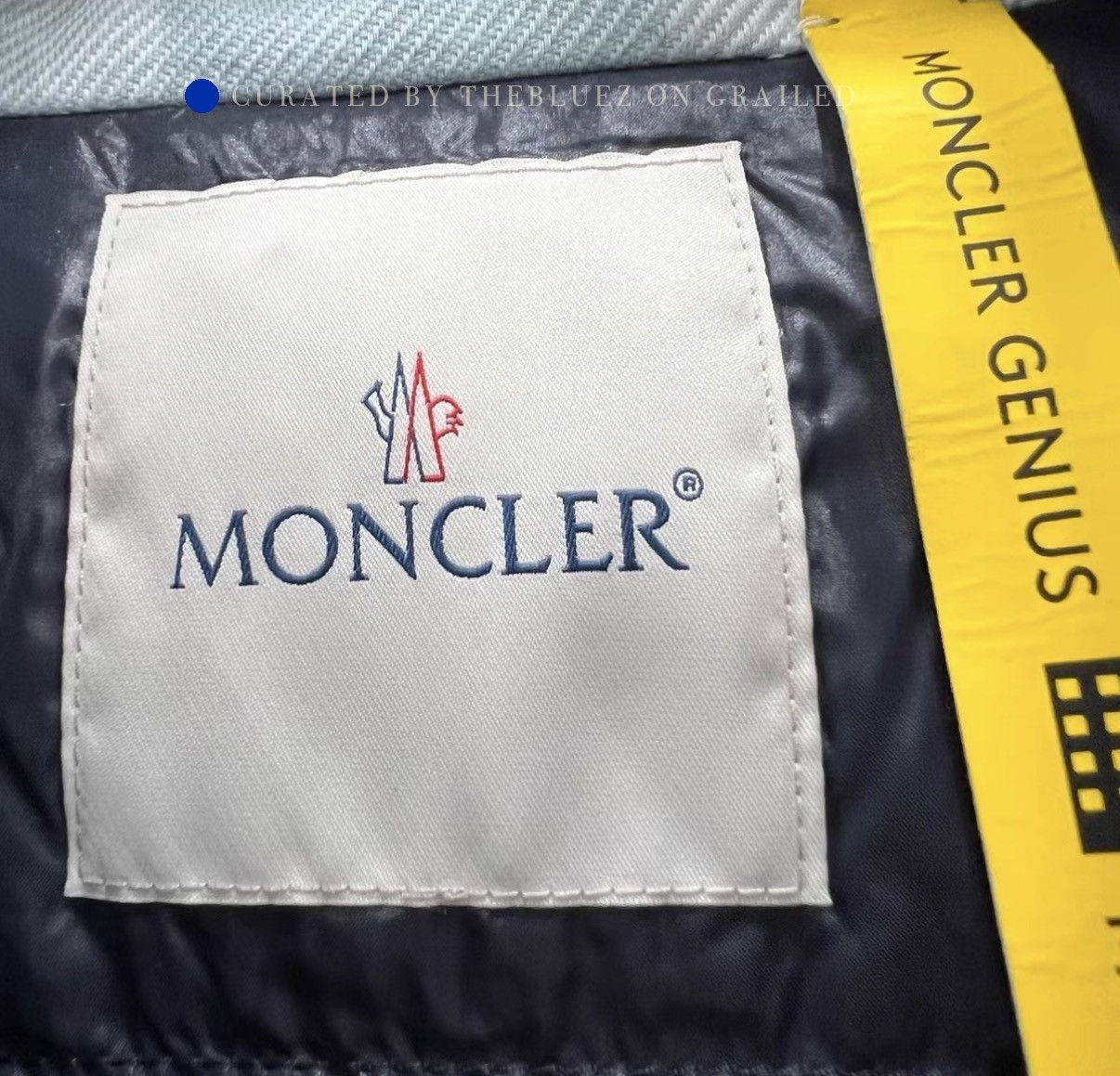 Moncler Green Down Jacket with Blue & White Checks Size US XL / EU 56 / 4 - 3 Thumbnail