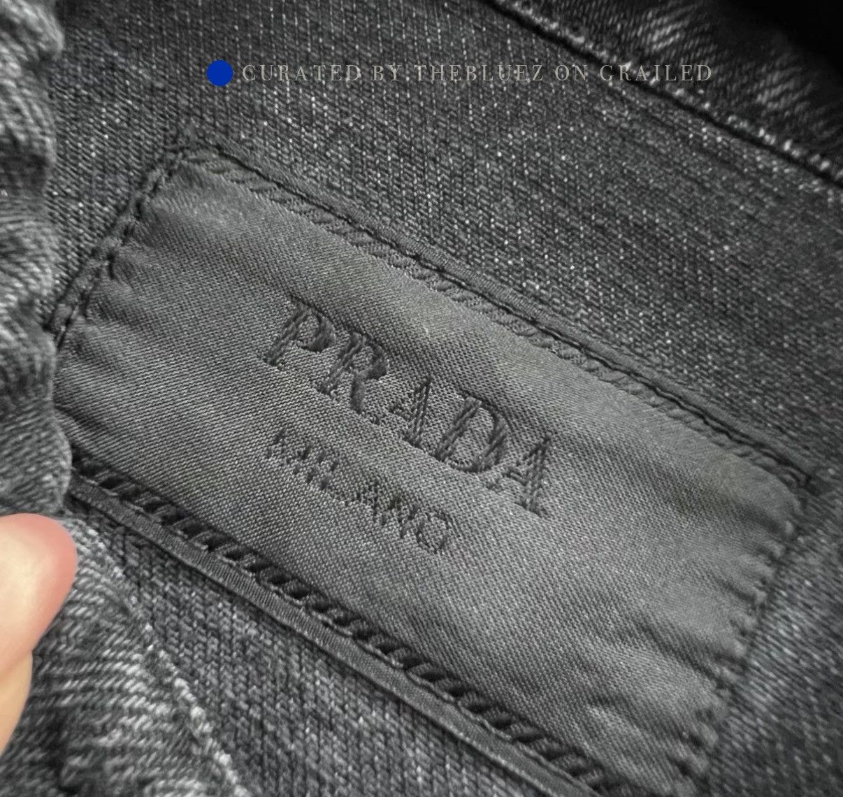 Prada Black Denim Shirt with Triangle Logo Size US XS / EU 42 / 0 - 6 Thumbnail