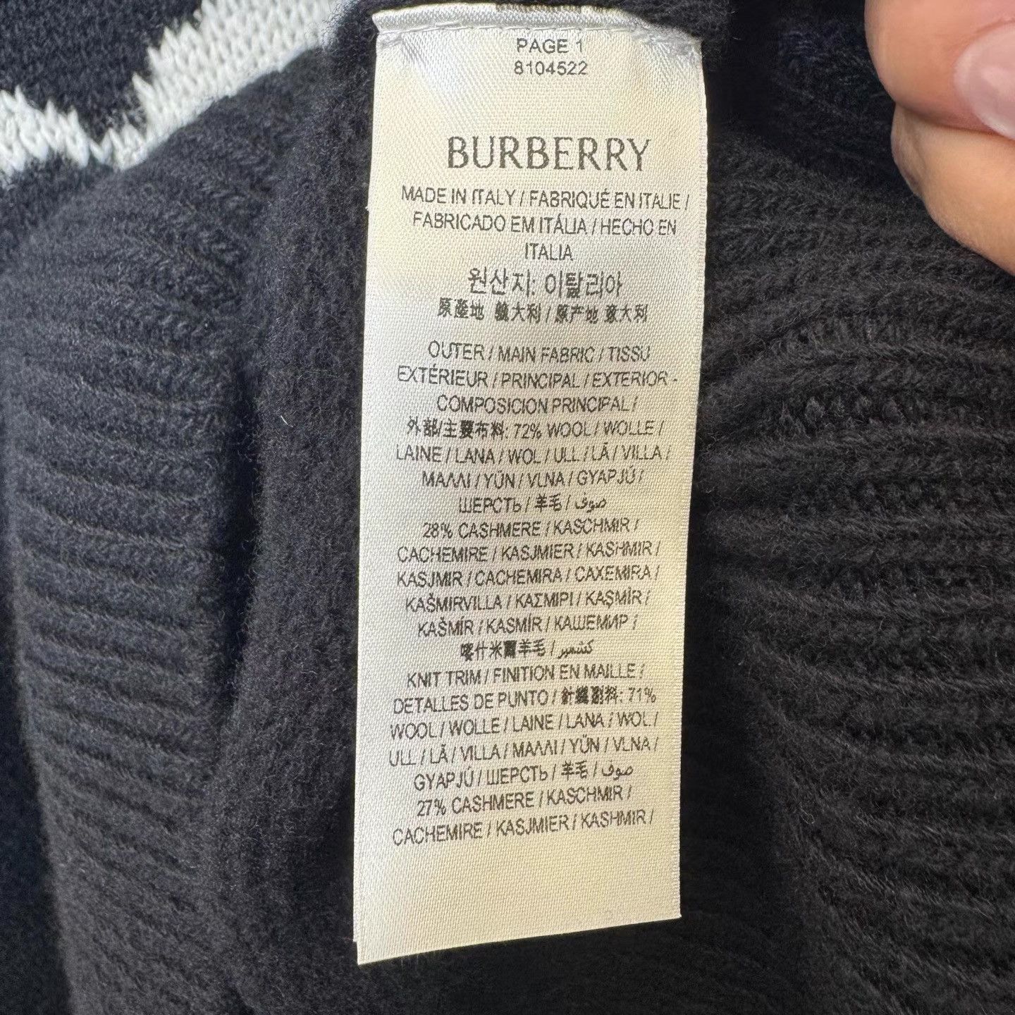 Burberry Black Hooded Wool Sweater in Large Size US L / EU 52-54 / 3 - 4 Thumbnail