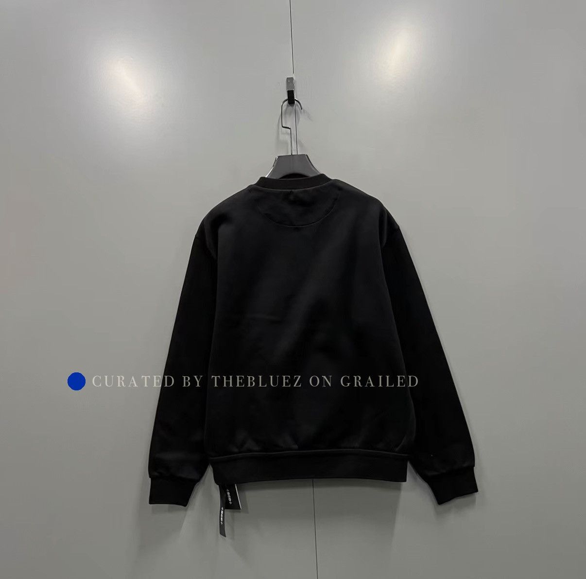 Prada Classic Black Flocked Logo Crew Neck Sweatshirt Size US L / EU 52-54 / 3 - 2 Thumbnail