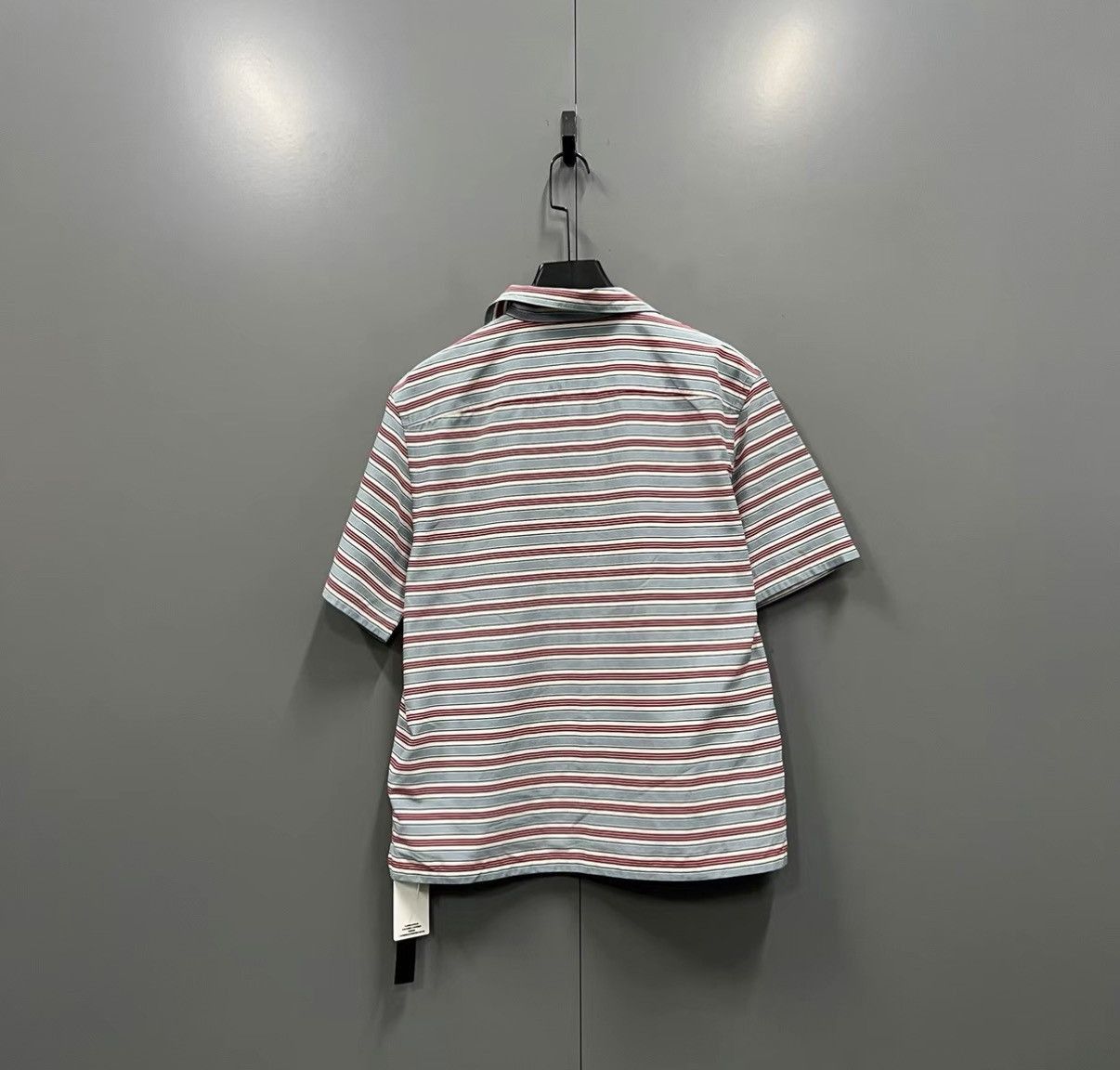 Prada Striped Triangle Logo Short Sleeve Shirt Size US M / EU 48-50 / 2 - 2 Thumbnail