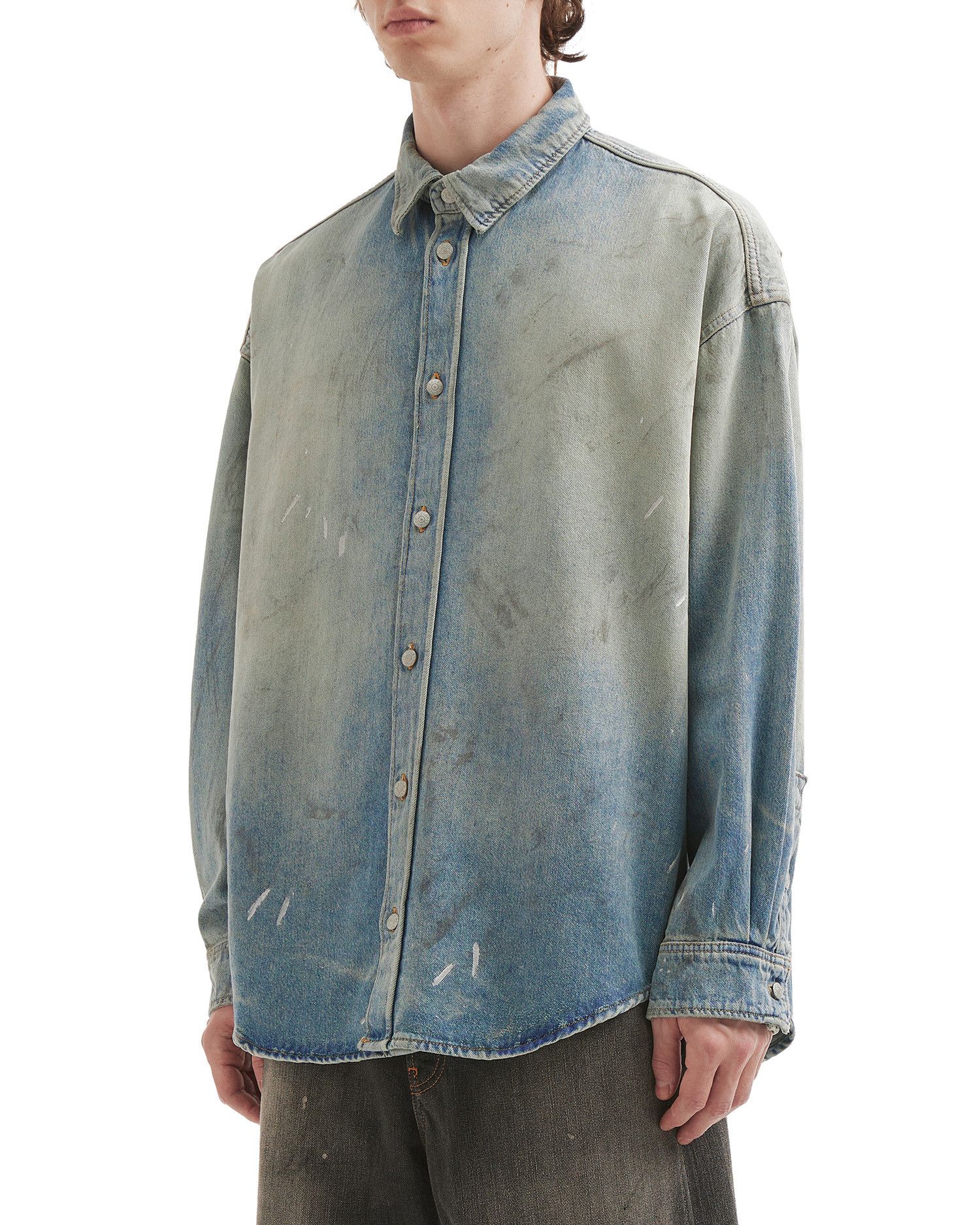 Acne Studios Acne Studios Splatter Distressed Design Denim Shirt Size US XXL / EU 58 / 5 - 3 Thumbnail