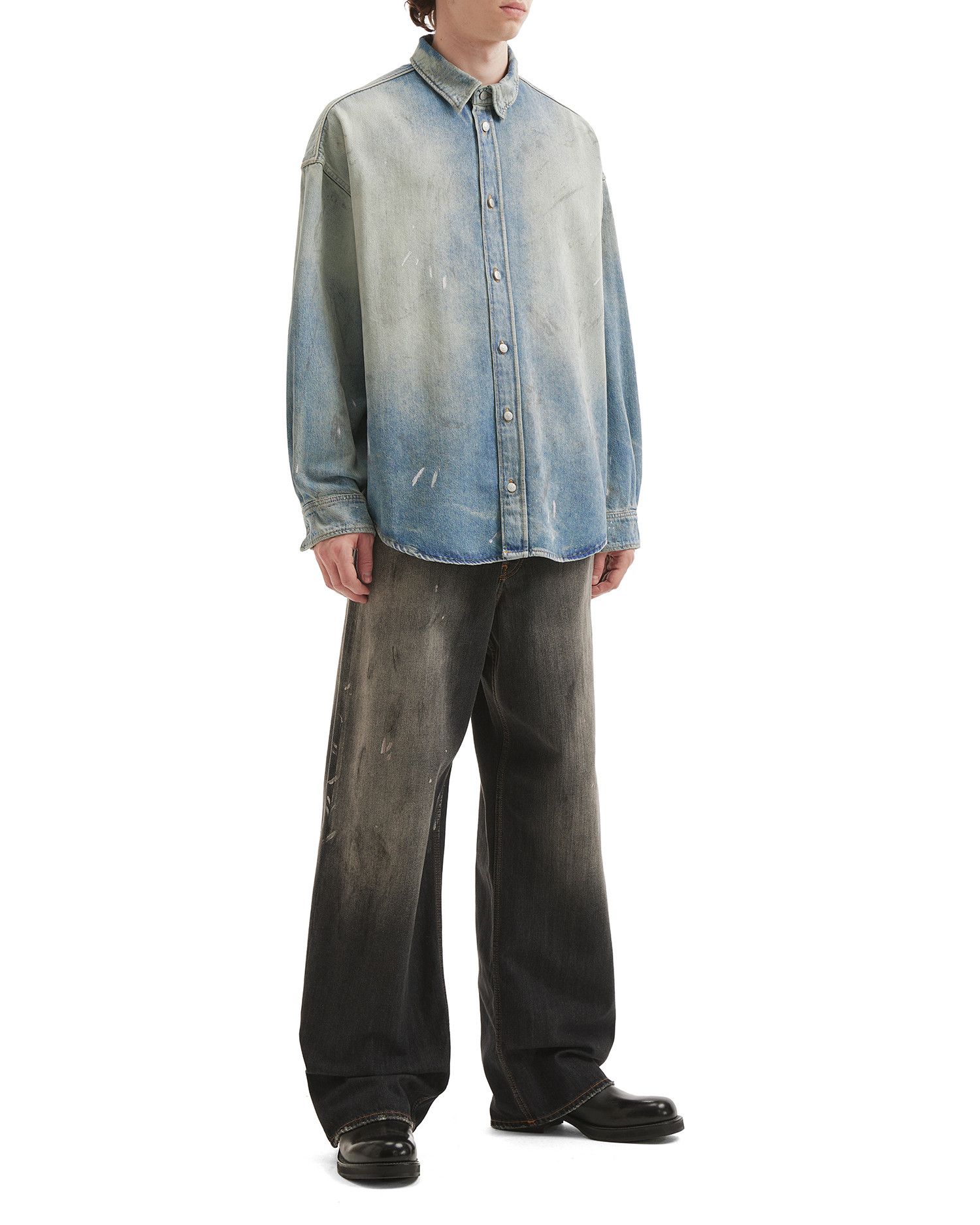 Acne Studios Acne Studios Splatter Distressed Design Denim Shirt Size US L / EU 52-54 / 3 - 2 Thumbnail