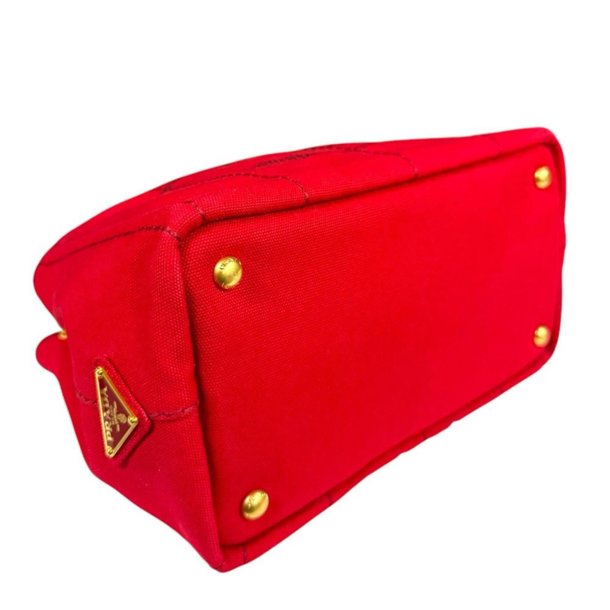 Prada Prada Canapa Tote SS Shoulder Bag, Canvas B2439G Red, Women's, PRADA 2-way Size ONE SIZE - 6 Thumbnail