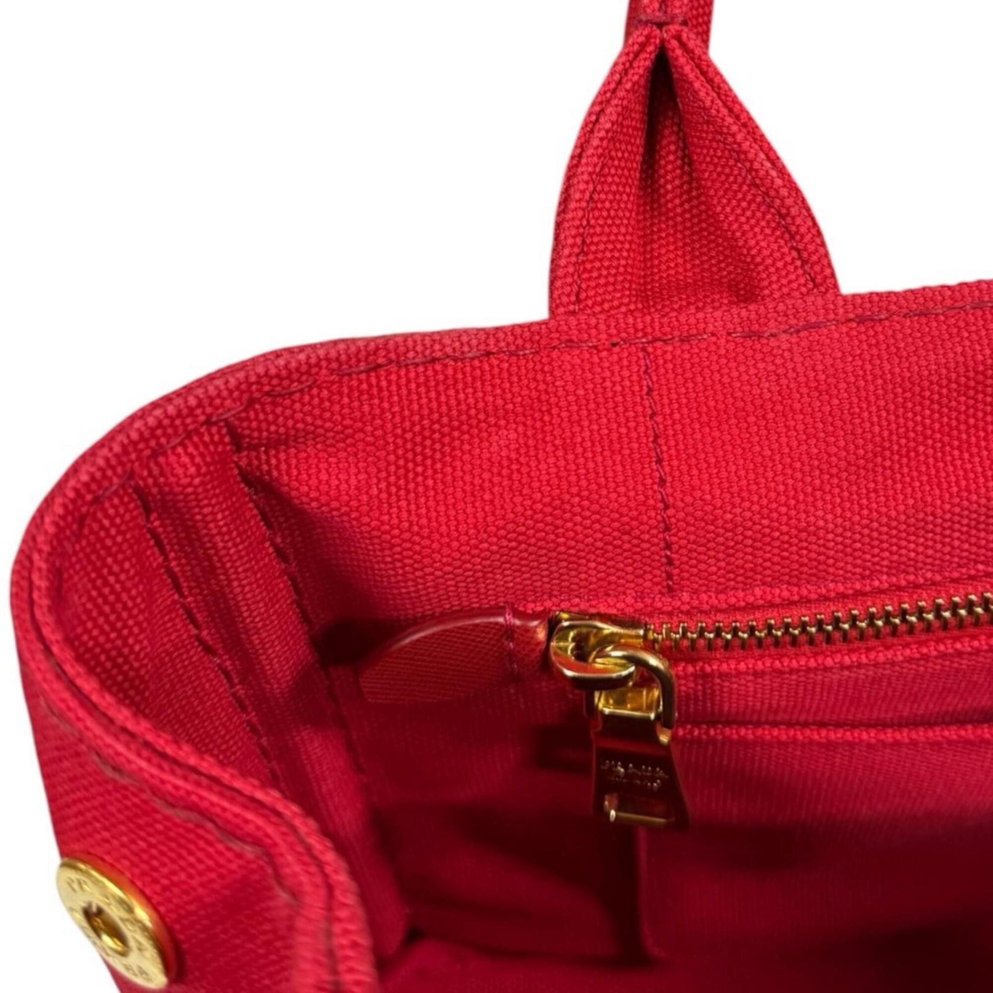 Prada Prada Canapa Tote SS Shoulder Bag, Canvas B2439G Red, Women's, PRADA 2-way Size ONE SIZE - 11 Thumbnail