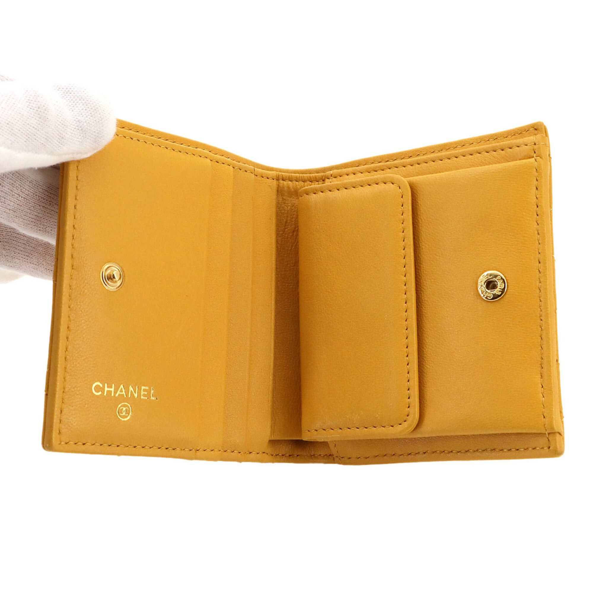 Chanel Chanel Matelassé Small Wallet, Bi-fold Lambskin, Mustard Yellow, AP3185 Wallet Size ONE SIZE - 6 Thumbnail